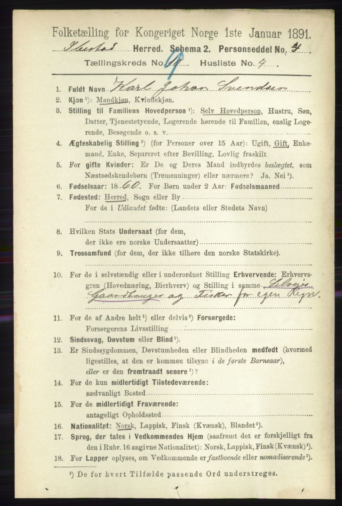 RA, 1891 census for 1917 Ibestad, 1891, p. 6001