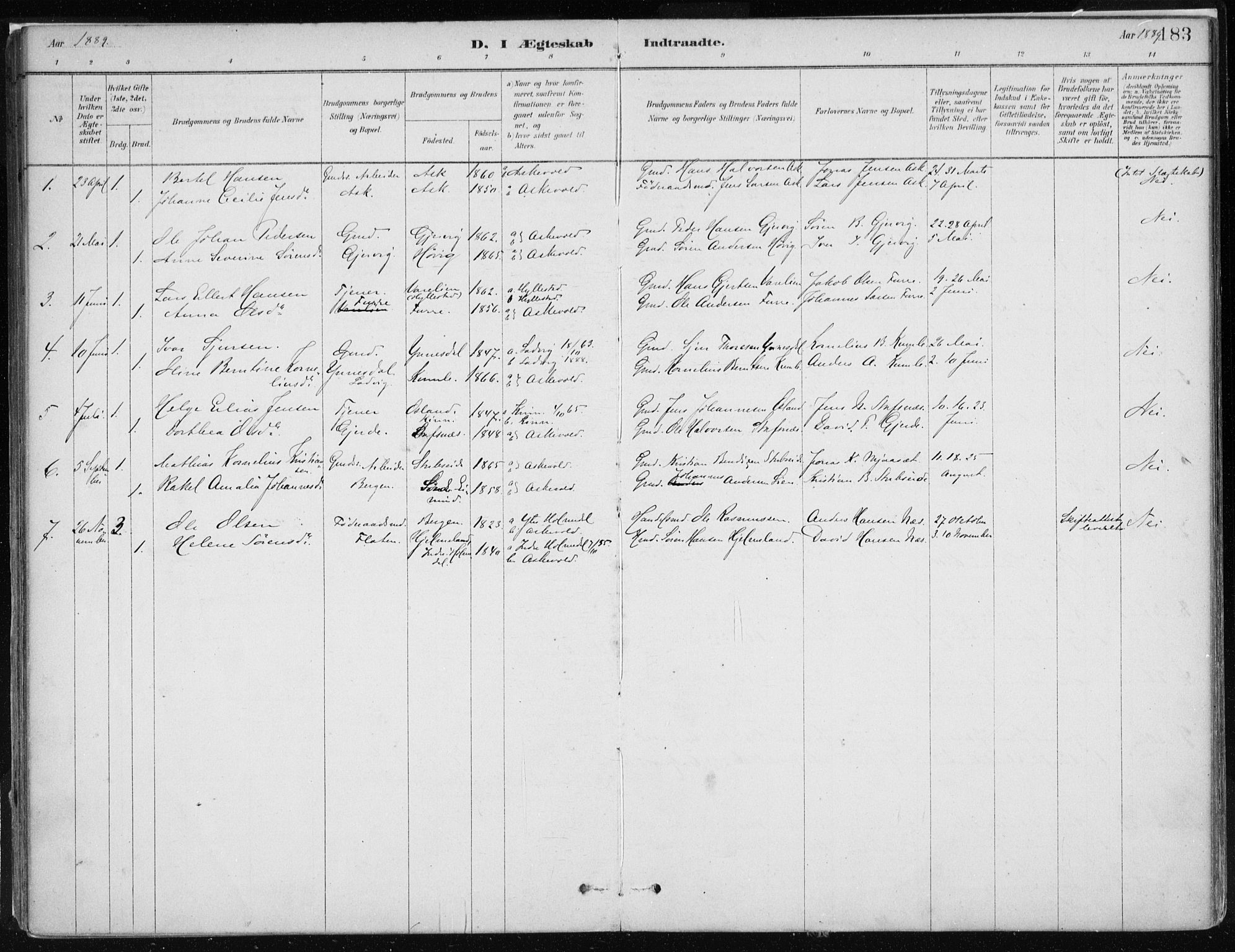 Askvoll sokneprestembete, SAB/A-79501/H/Haa/Haab/L0002: Parish register (official) no. B 2, 1879-1909, p. 183