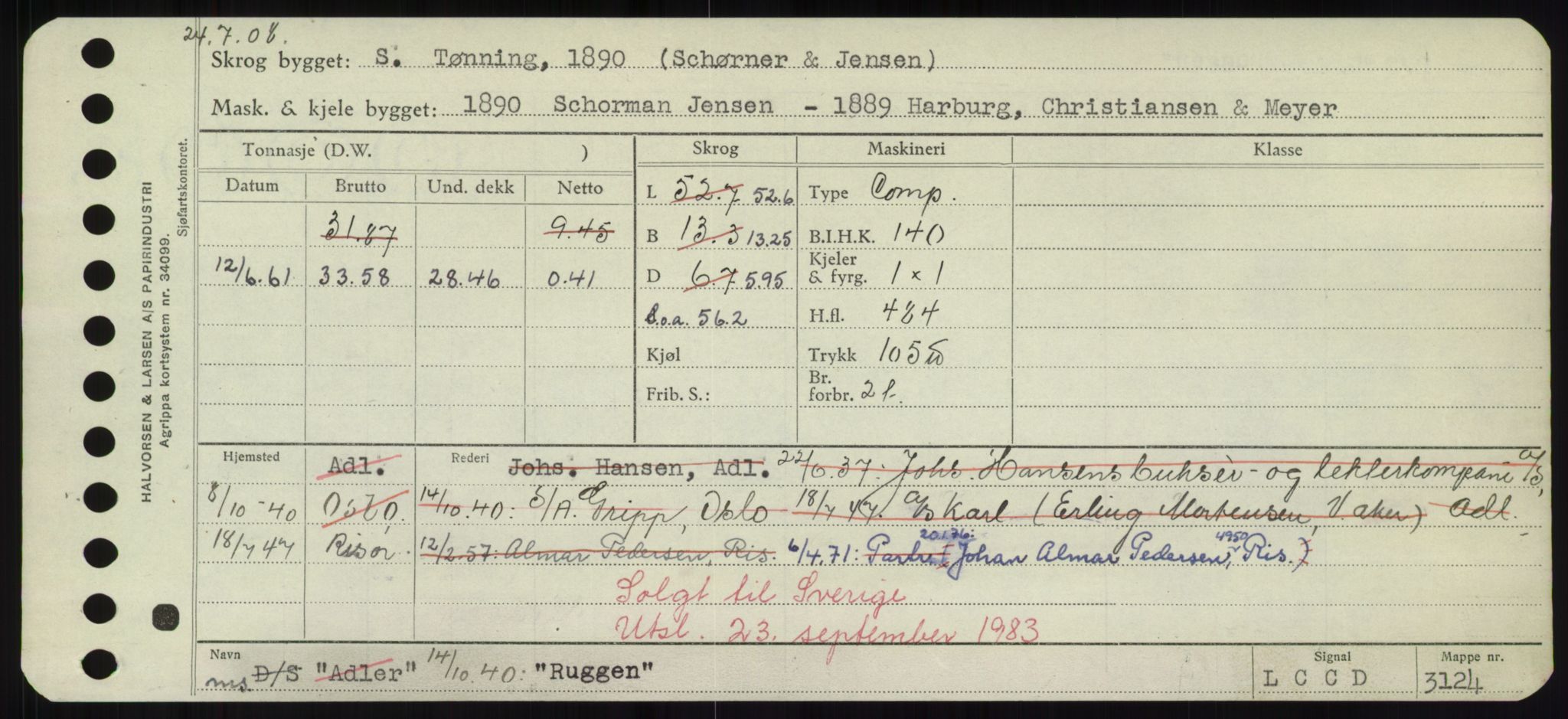 Sjøfartsdirektoratet med forløpere, Skipsmålingen, RA/S-1627/H/Hd/L0031: Fartøy, Rju-Sam, p. 287