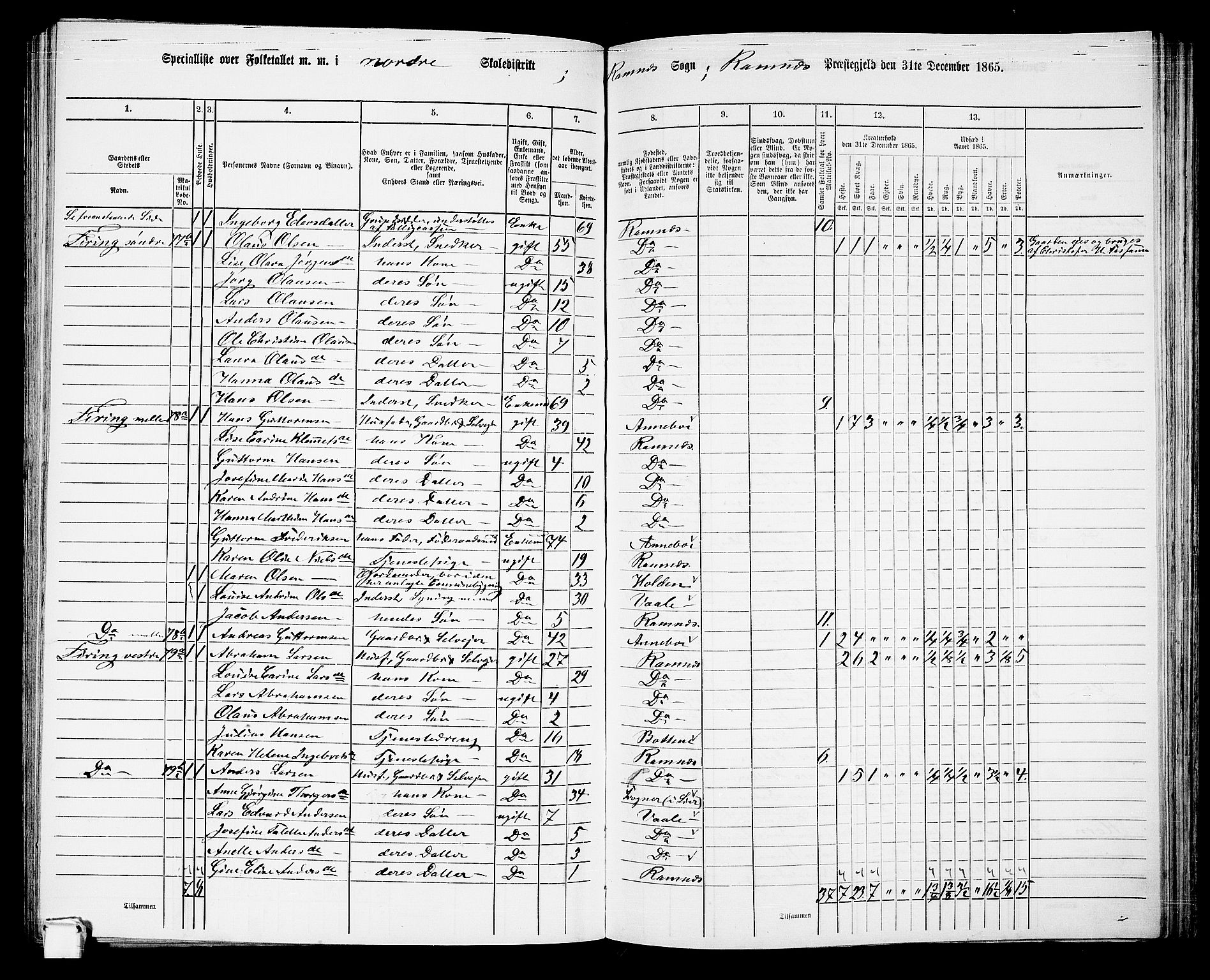 RA, 1865 census for Ramnes, 1865, p. 62