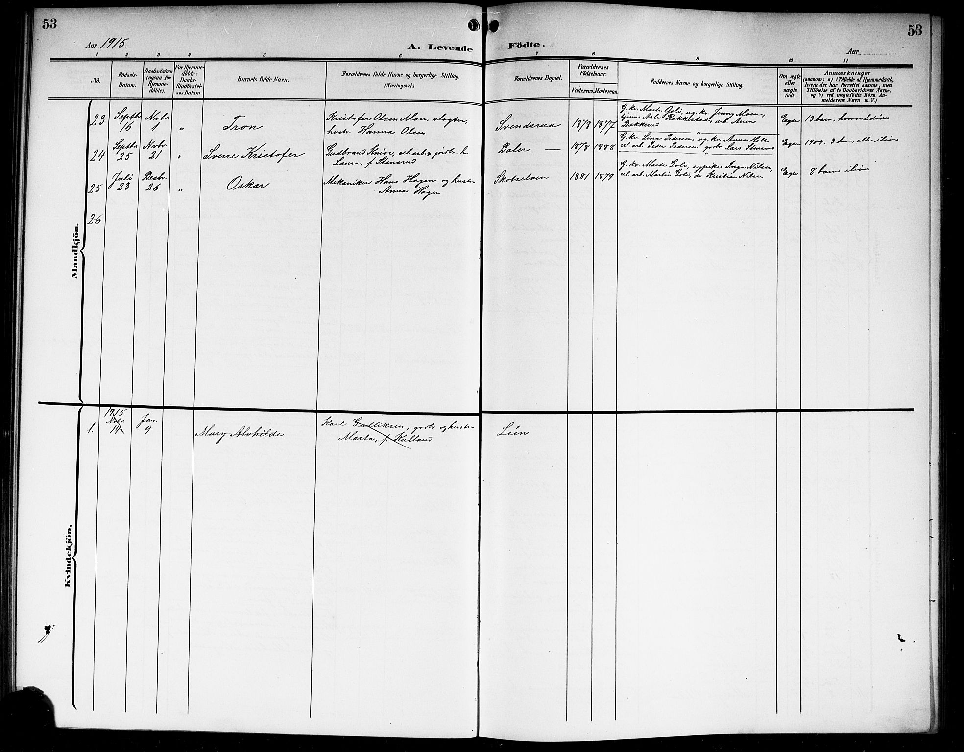 Eiker kirkebøker, SAKO/A-4/G/Gb/L0005: Parish register (copy) no. II 5, 1901-1923, p. 53