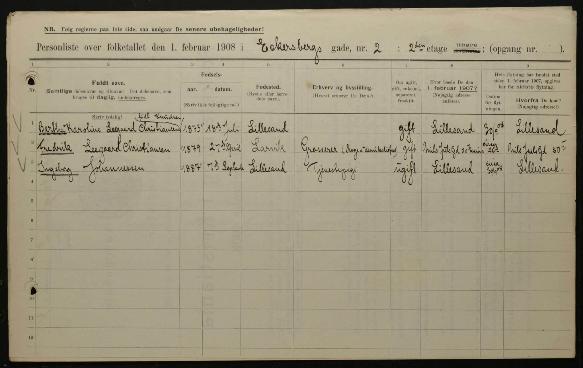 OBA, Municipal Census 1908 for Kristiania, 1908, p. 16812