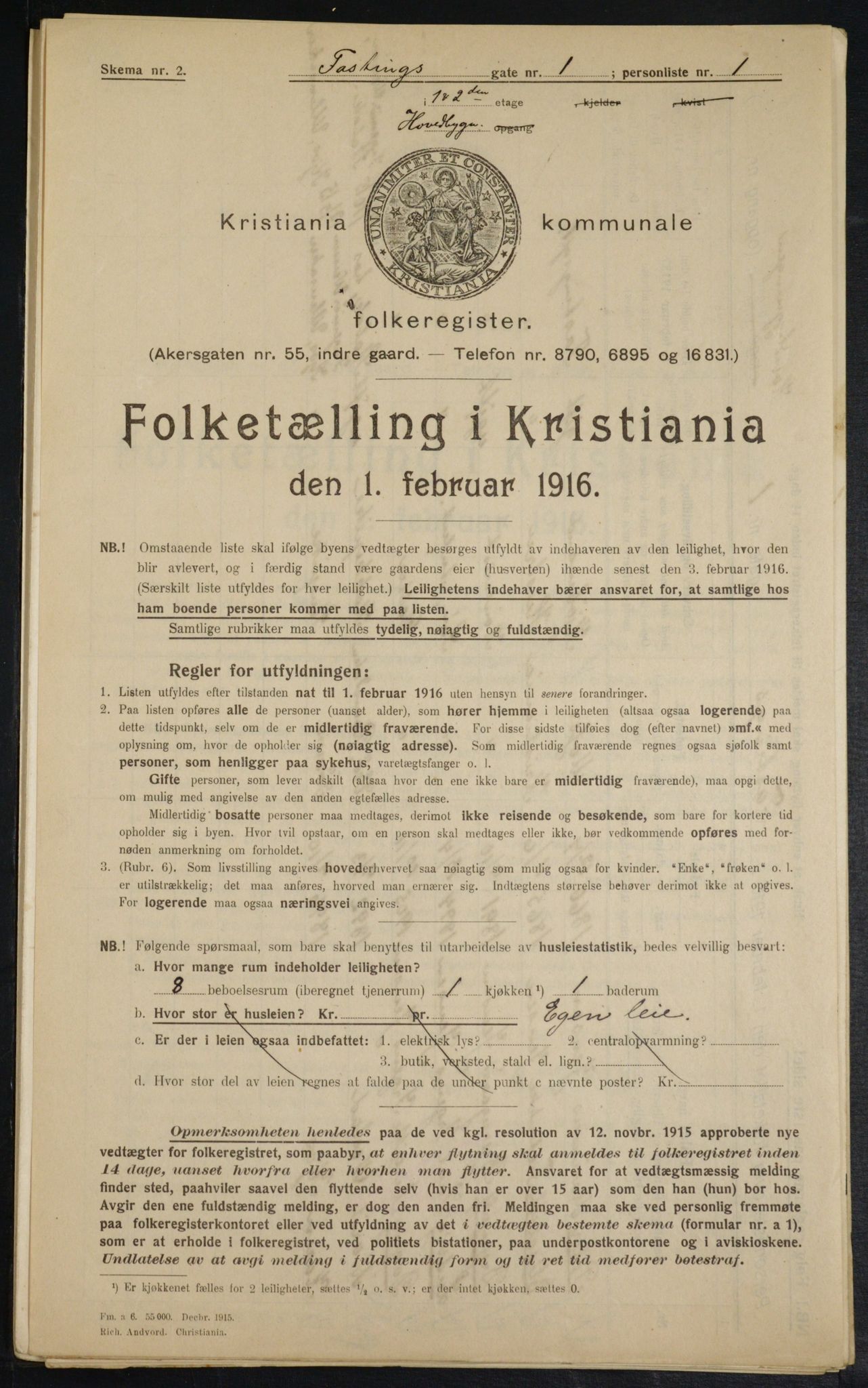 OBA, Municipal Census 1916 for Kristiania, 1916, p. 24002