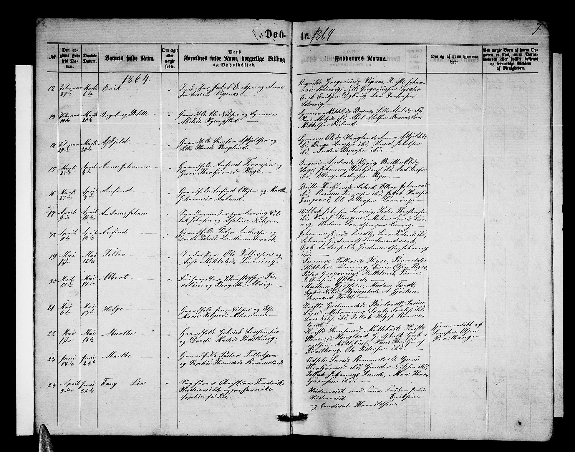 Stord sokneprestembete, AV/SAB-A-78201/H/Hab: Parish register (copy) no. A 1, 1864-1878, p. 7