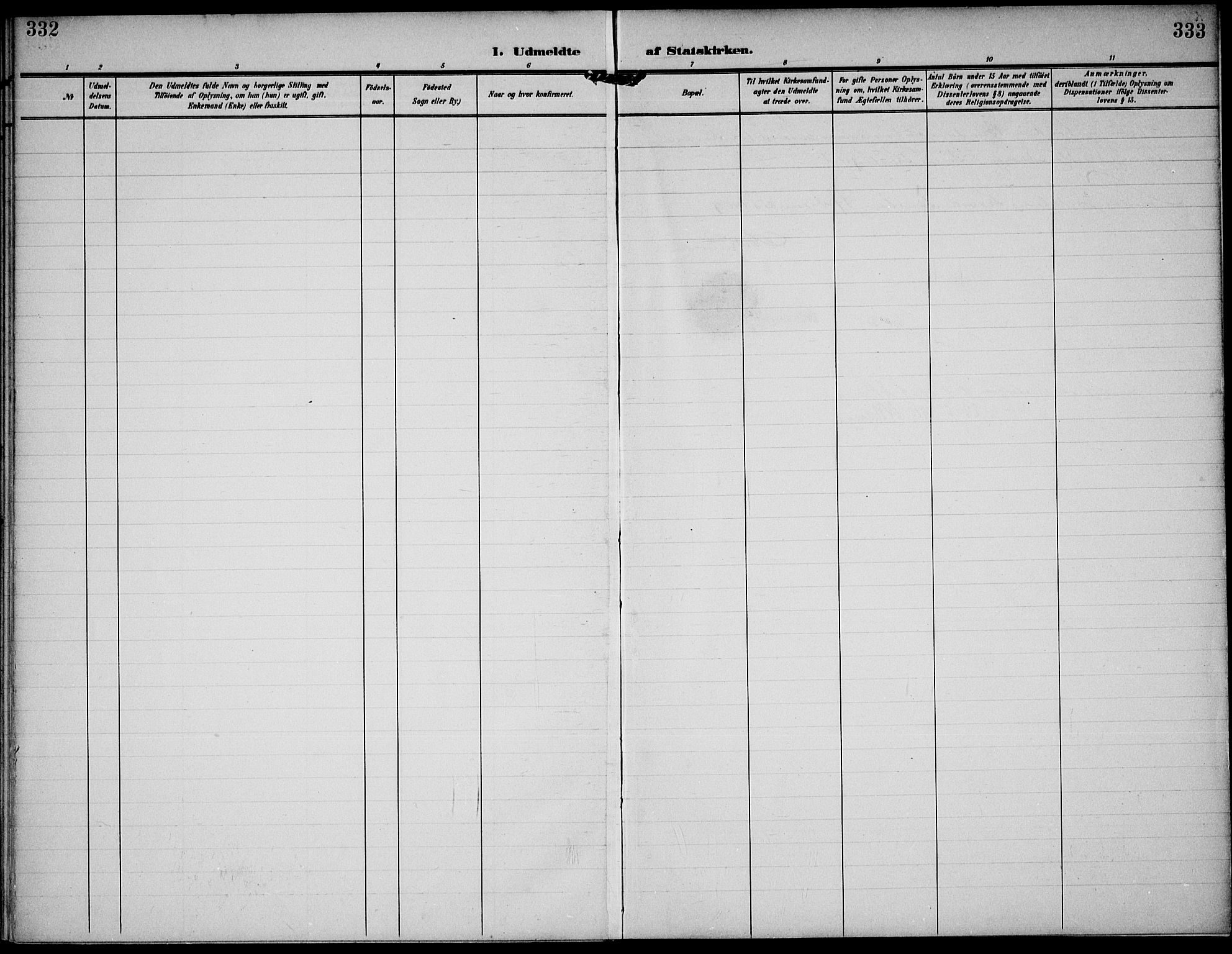 Sem kirkebøker, SAKO/A-5/F/Fa/L0012: Parish register (official) no. I 12, 1905-1915, p. 332-333