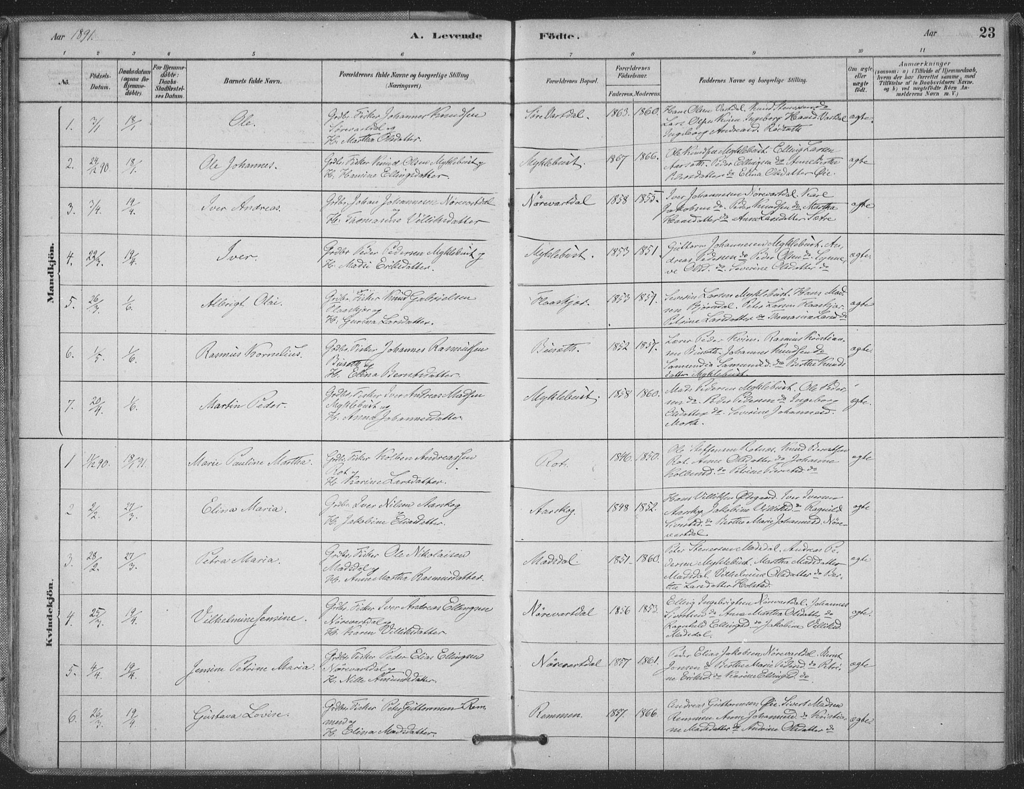Ministerialprotokoller, klokkerbøker og fødselsregistre - Møre og Romsdal, AV/SAT-A-1454/514/L0199: Parish register (official) no. 514A01, 1878-1912, p. 23
