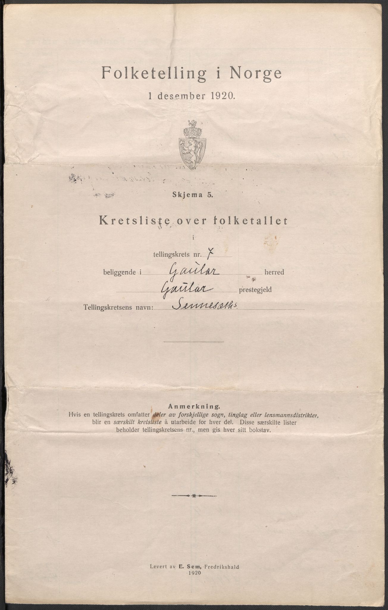 SAB, 1920 census for Gaular, 1920, p. 25