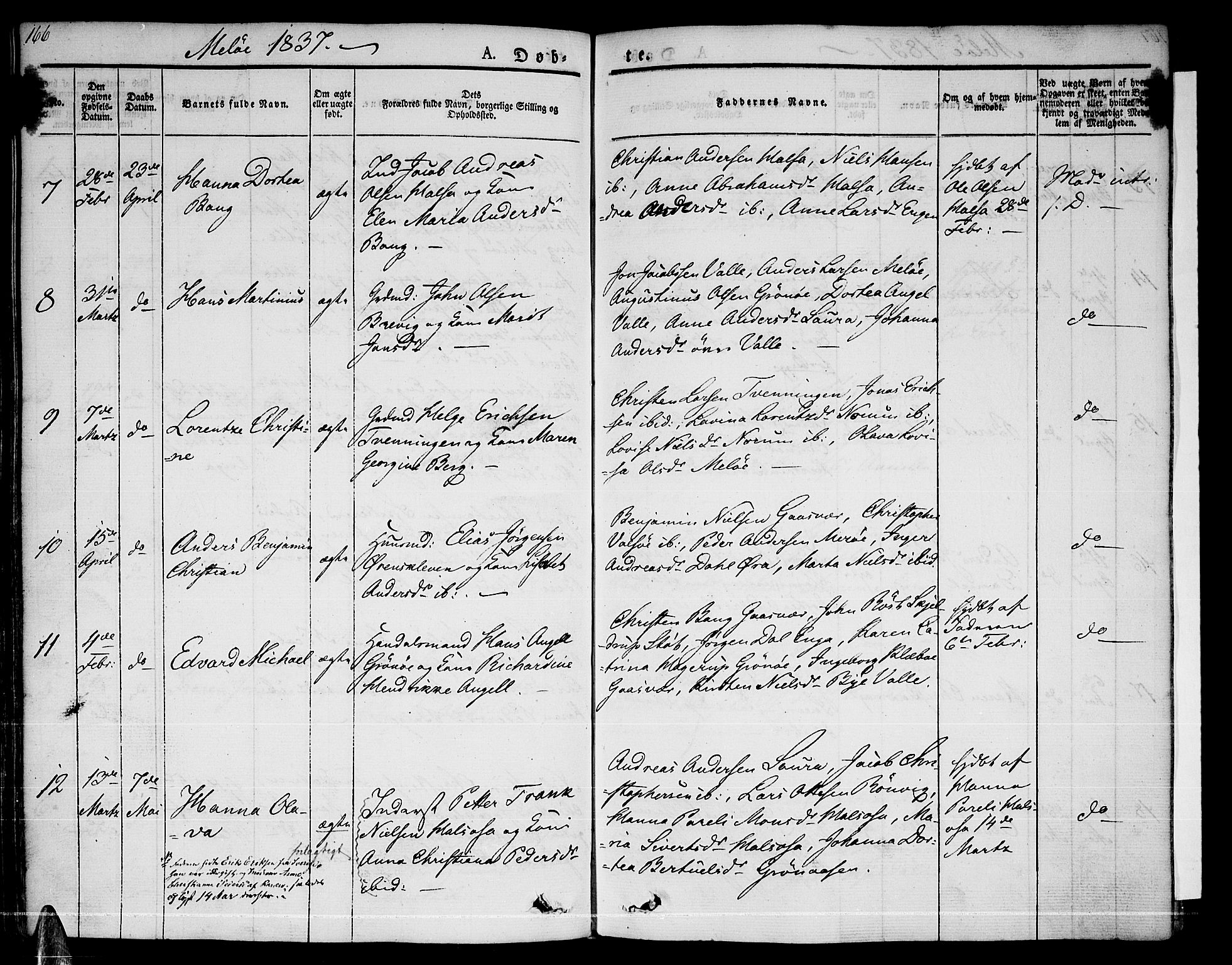 Ministerialprotokoller, klokkerbøker og fødselsregistre - Nordland, AV/SAT-A-1459/841/L0598: Parish register (official) no. 841A06 /2, 1825-1844, p. 166