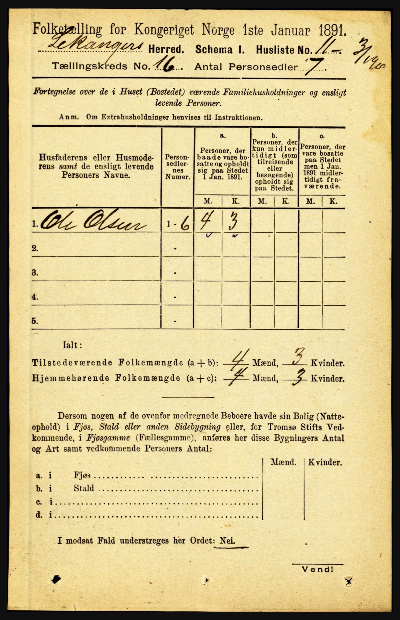 RA, 1891 census for 1419 Leikanger, 1891, p. 2970