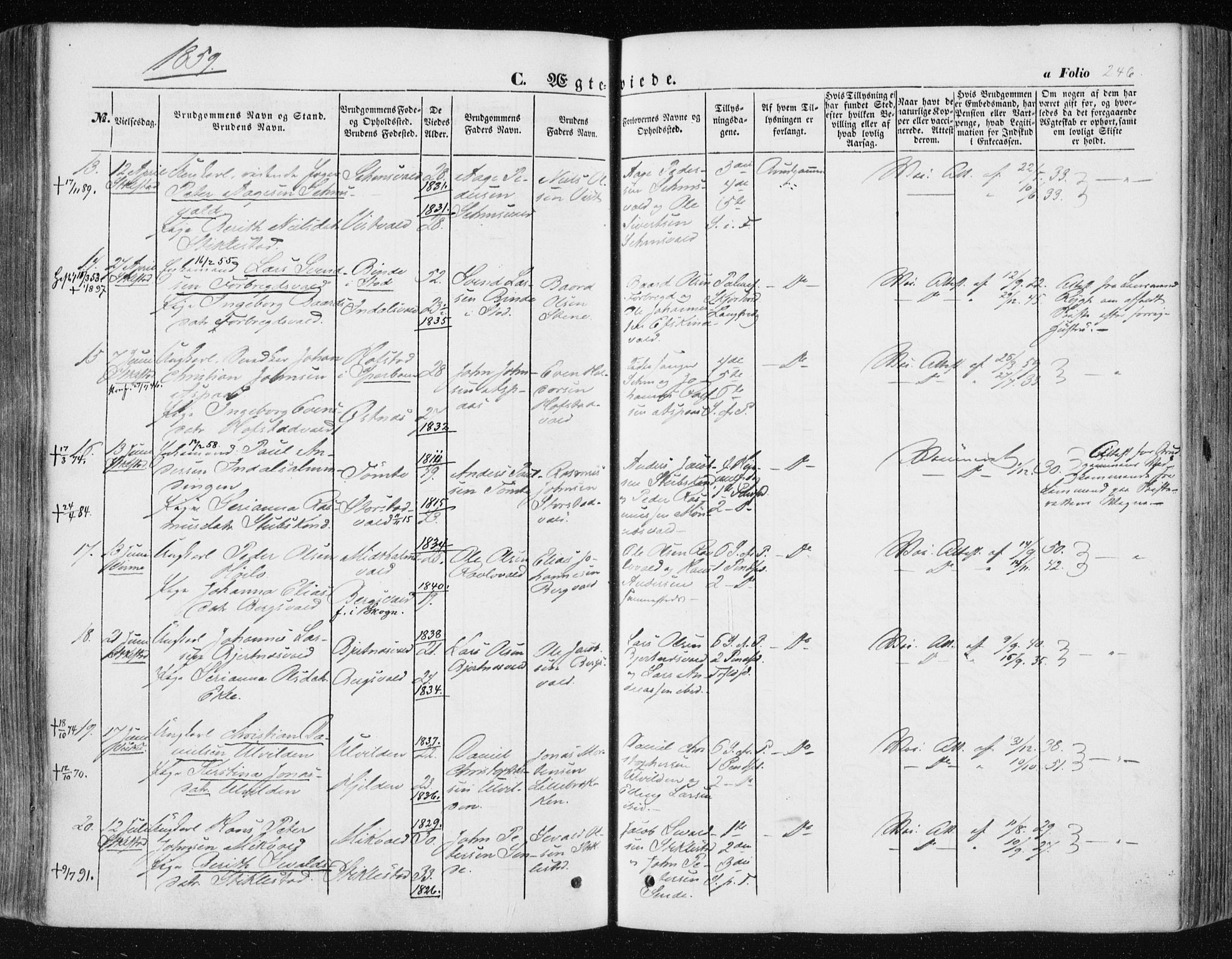 Ministerialprotokoller, klokkerbøker og fødselsregistre - Nord-Trøndelag, AV/SAT-A-1458/723/L0240: Parish register (official) no. 723A09, 1852-1860, p. 246
