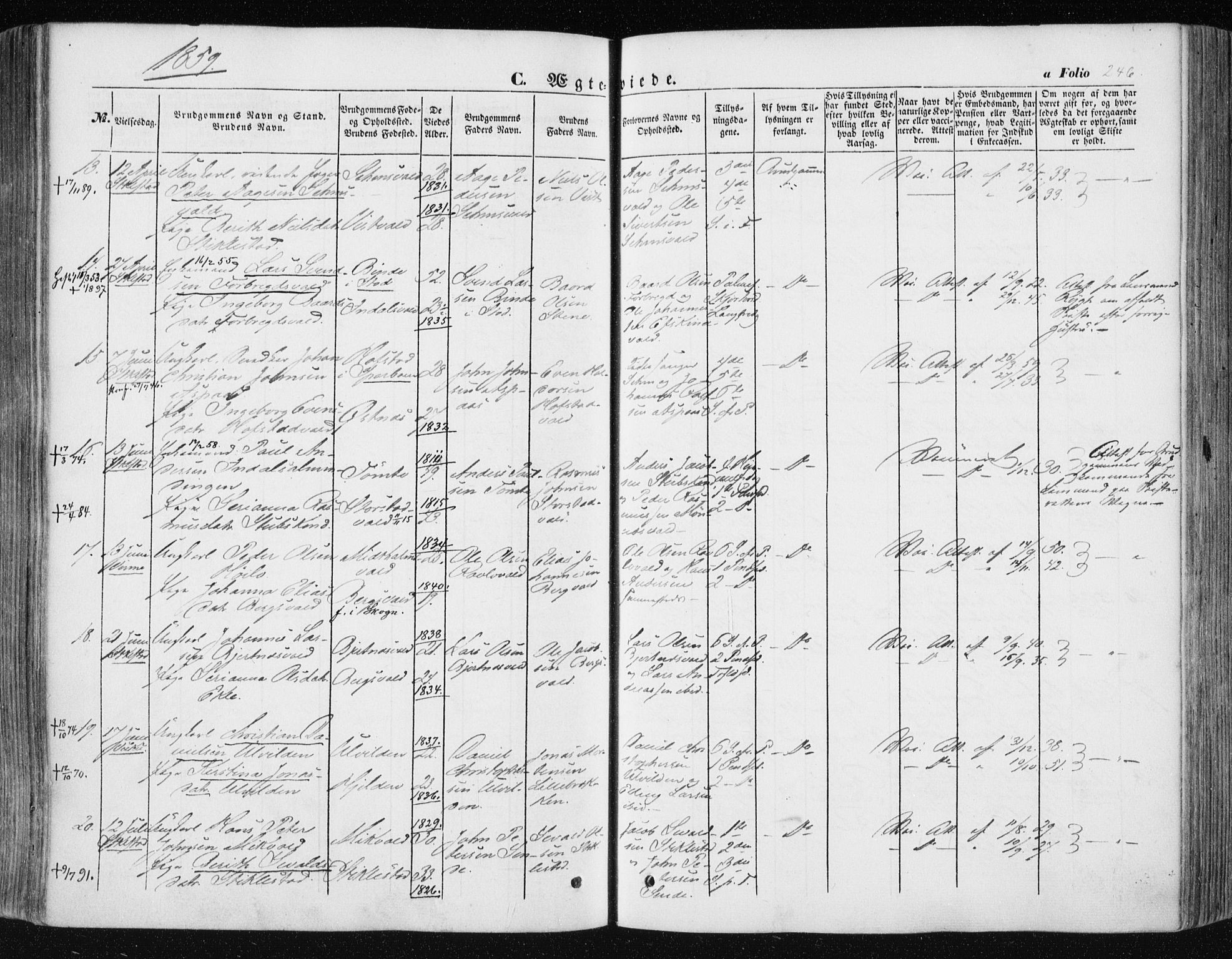 Ministerialprotokoller, klokkerbøker og fødselsregistre - Nord-Trøndelag, AV/SAT-A-1458/723/L0240: Parish register (official) no. 723A09, 1852-1860, p. 246