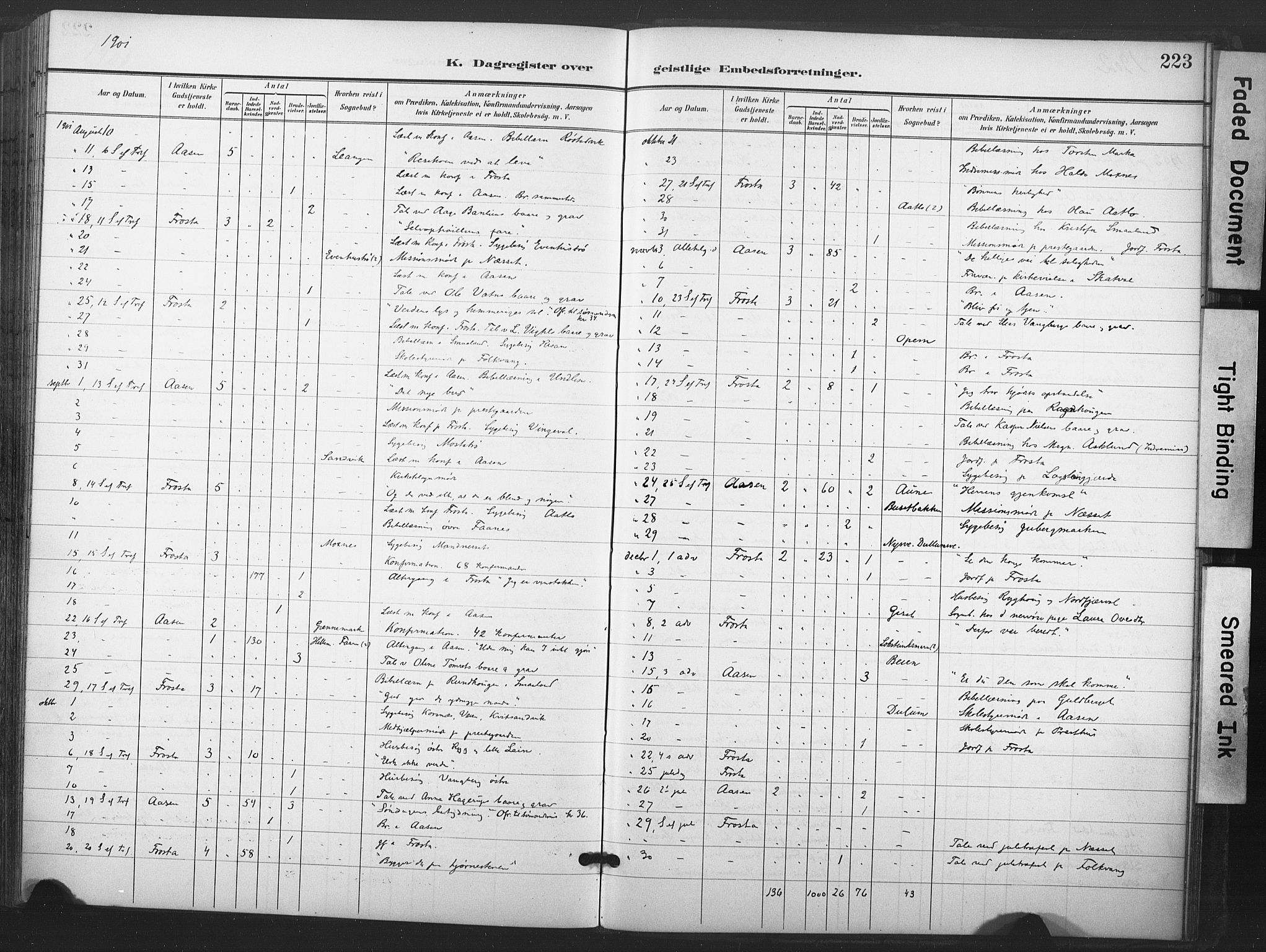Ministerialprotokoller, klokkerbøker og fødselsregistre - Nord-Trøndelag, SAT/A-1458/713/L0122: Parish register (official) no. 713A11, 1899-1910, p. 223
