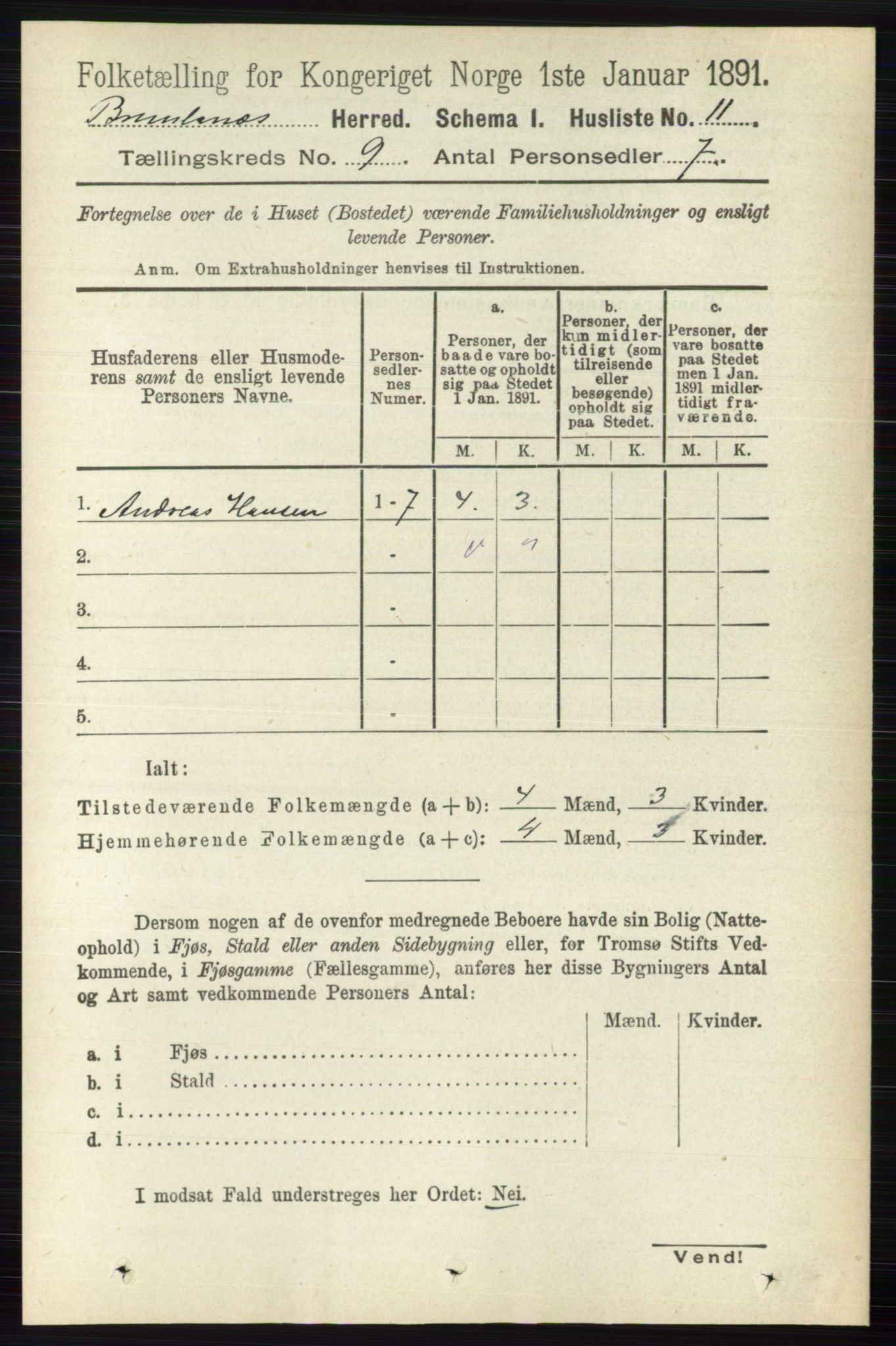 RA, 1891 census for 0726 Brunlanes, 1891, p. 4031