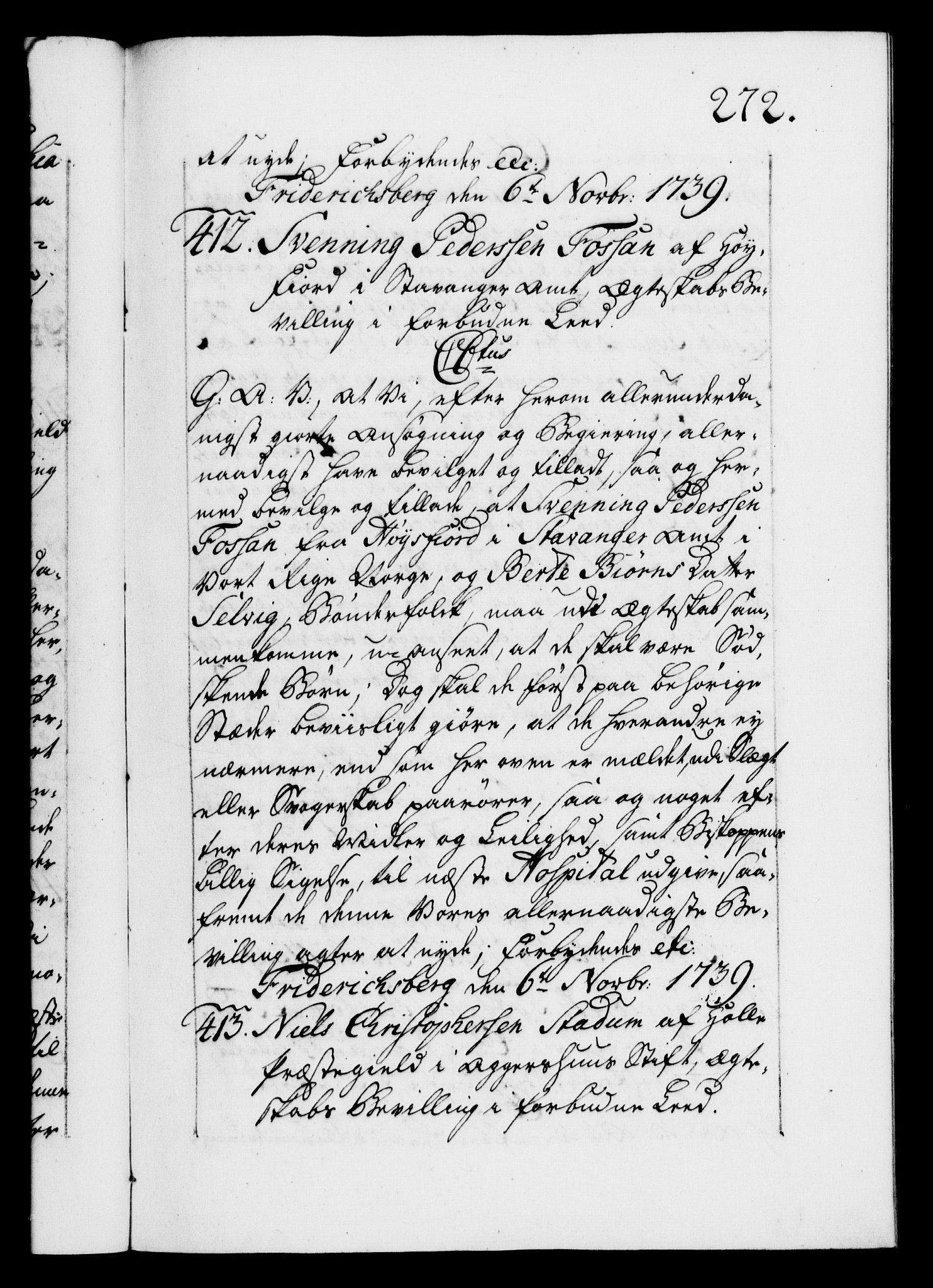 Danske Kanselli 1572-1799, AV/RA-EA-3023/F/Fc/Fca/Fcaa/L0031: Norske registre, 1739-1740, p. 272a