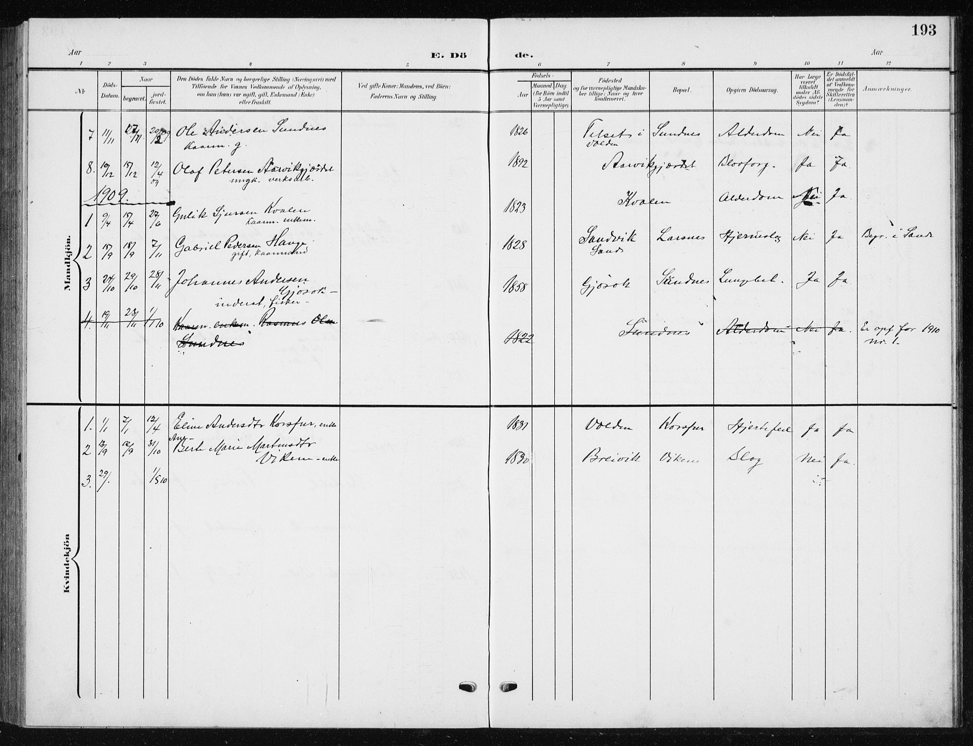 Ministerialprotokoller, klokkerbøker og fødselsregistre - Møre og Romsdal, AV/SAT-A-1454/504/L0061: Parish register (copy) no. 504C03, 1902-1940, p. 193