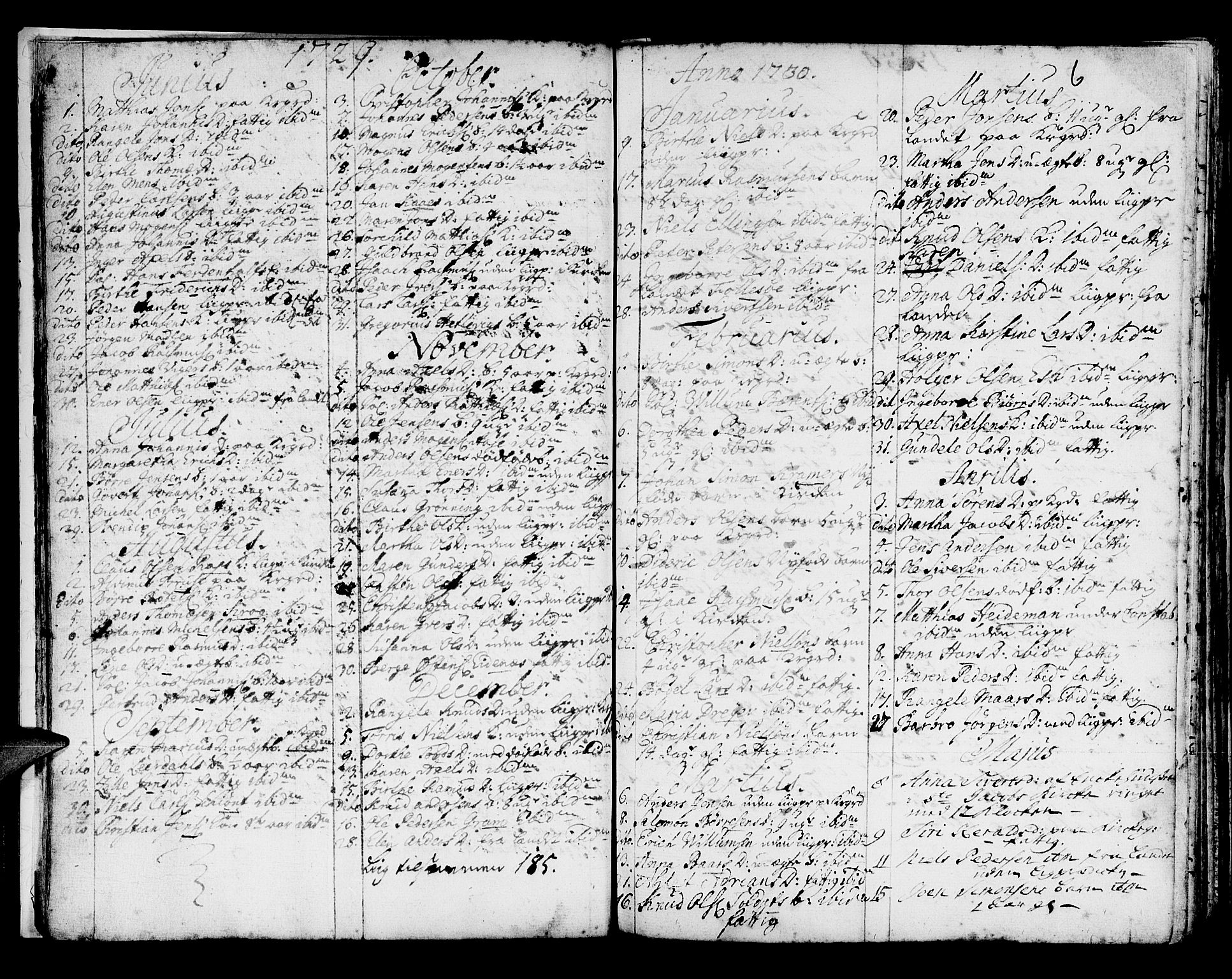 Domkirken sokneprestembete, AV/SAB-A-74801/H/Haa/L0008: Parish register (official) no. A 8, 1725-1775, p. 6