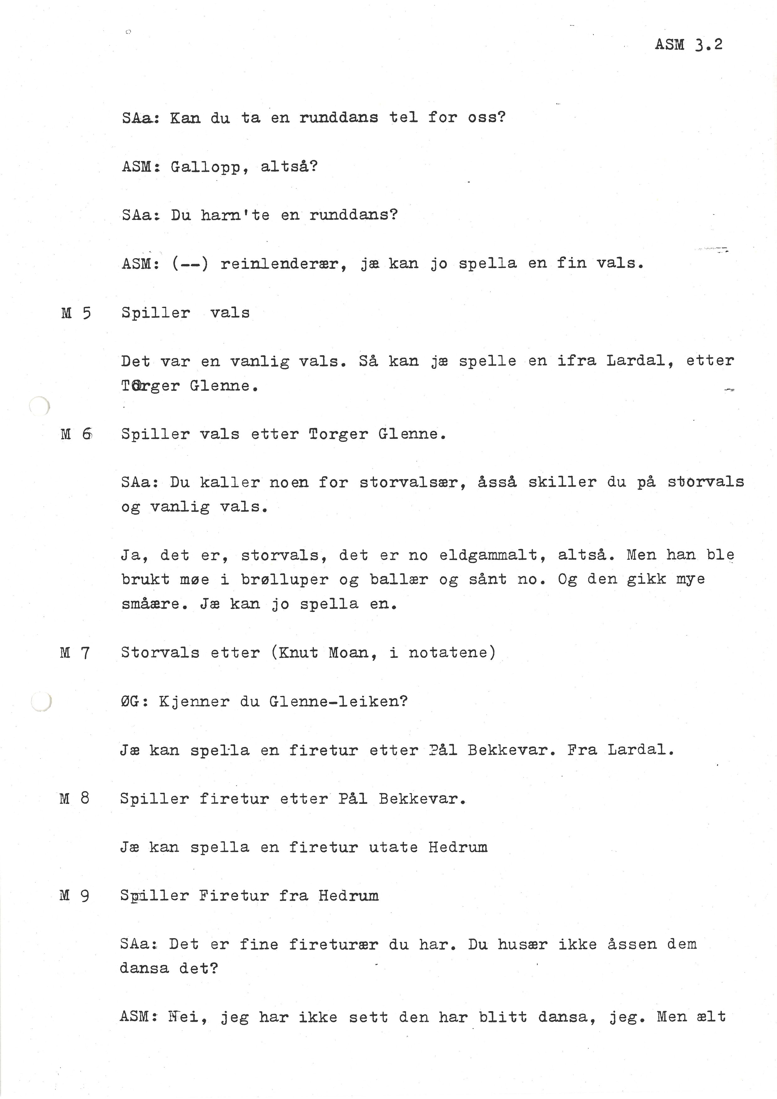 Sa 16 - Folkemusikk fra Vestfold, Gjerdesamlingen, VEMU/A-1868/I/L0001: Informantregister med intervjunedtegnelser, 1979-1986