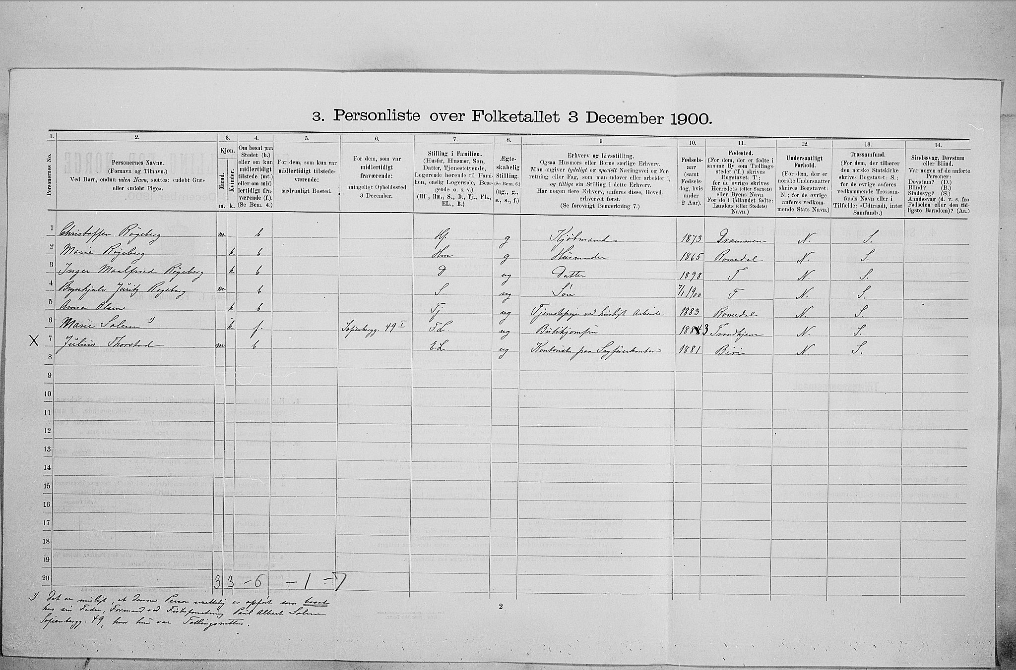 SAO, 1900 census for Kristiania, 1900, p. 57160