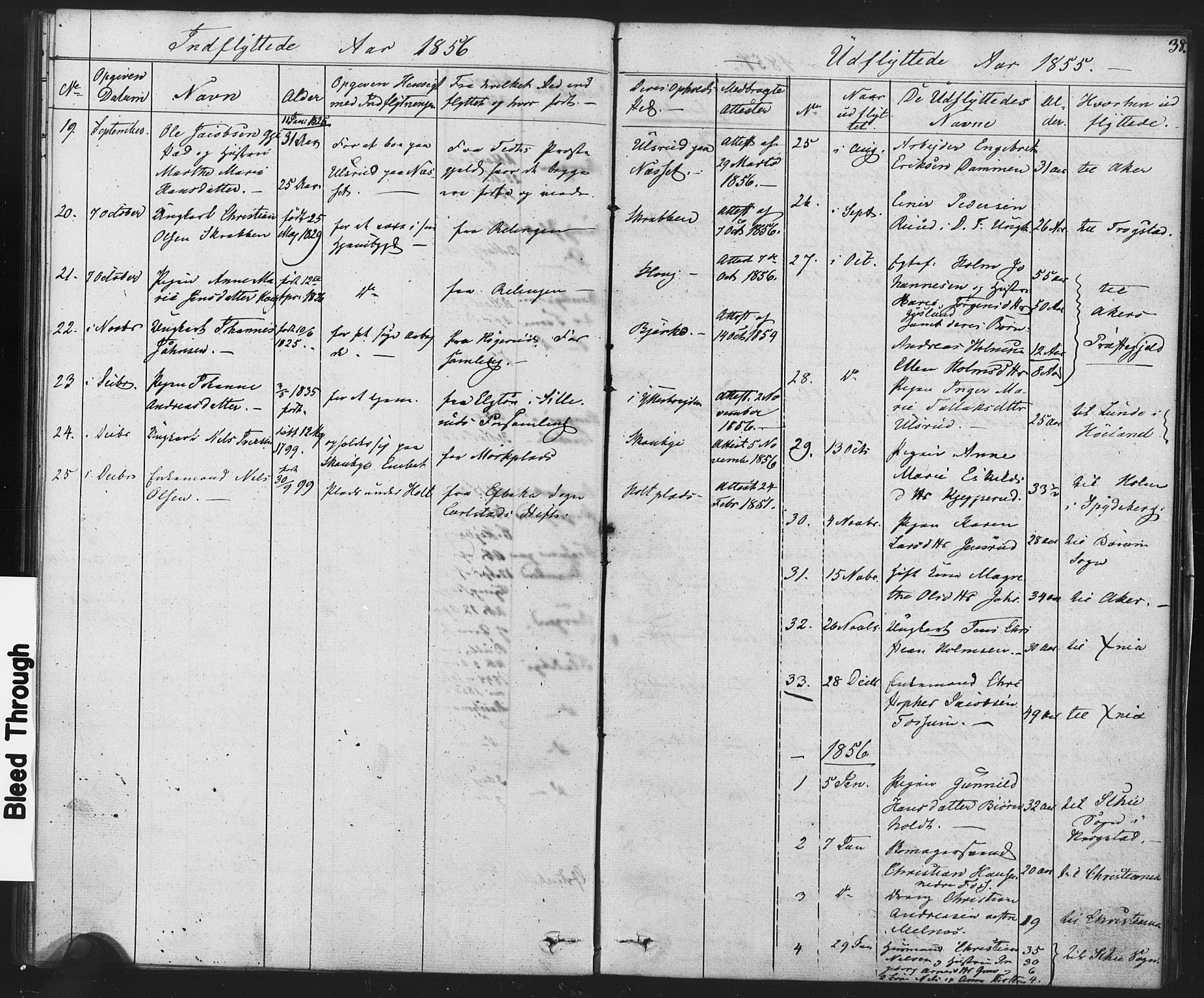 Enebakk prestekontor Kirkebøker, SAO/A-10171c/F/Fa/L0014: Parish register (official) no. I 14, 1833-1878, p. 38