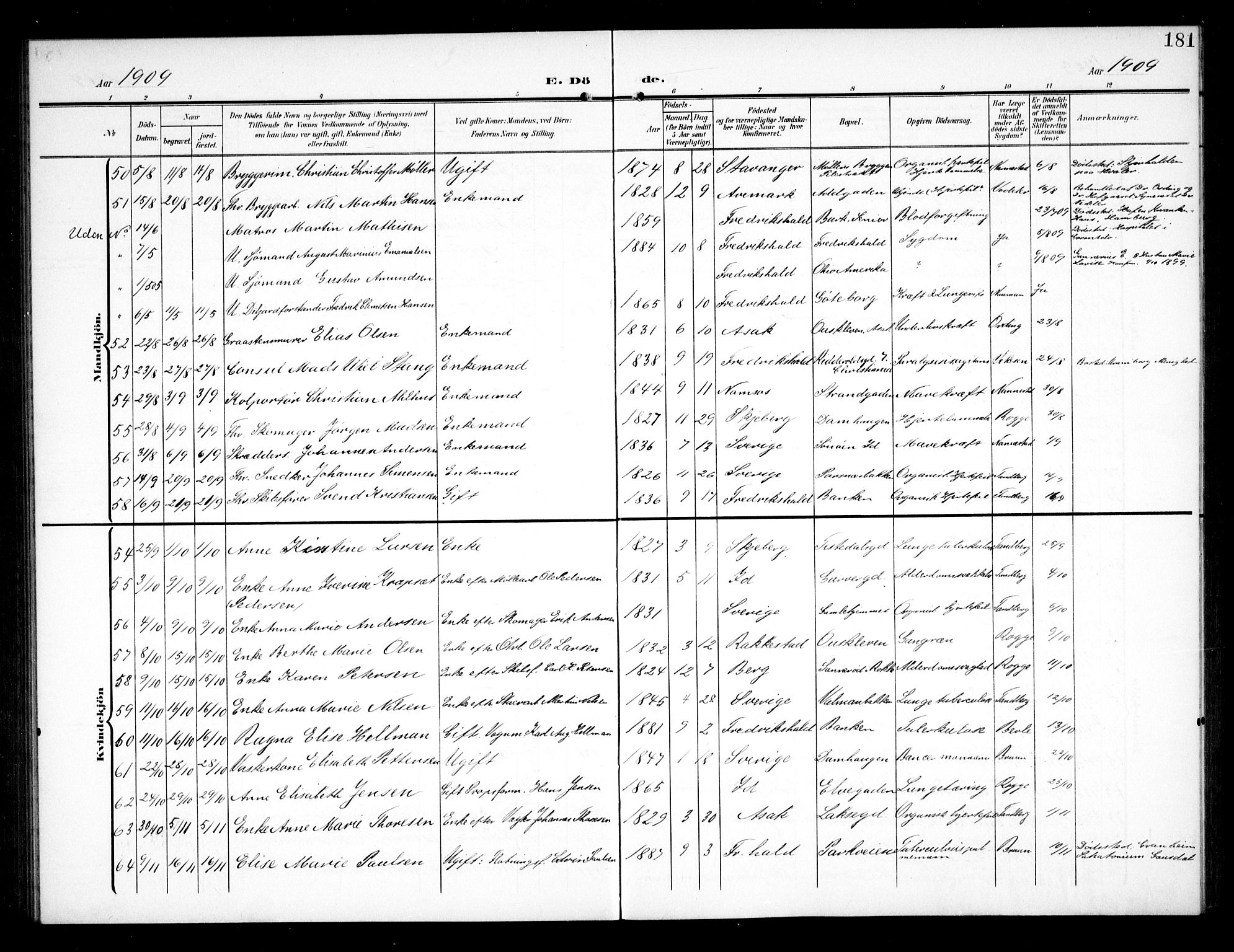Halden prestekontor Kirkebøker, SAO/A-10909/G/Ga/L0011: Parish register (copy) no. 11, 1906-1934, p. 181