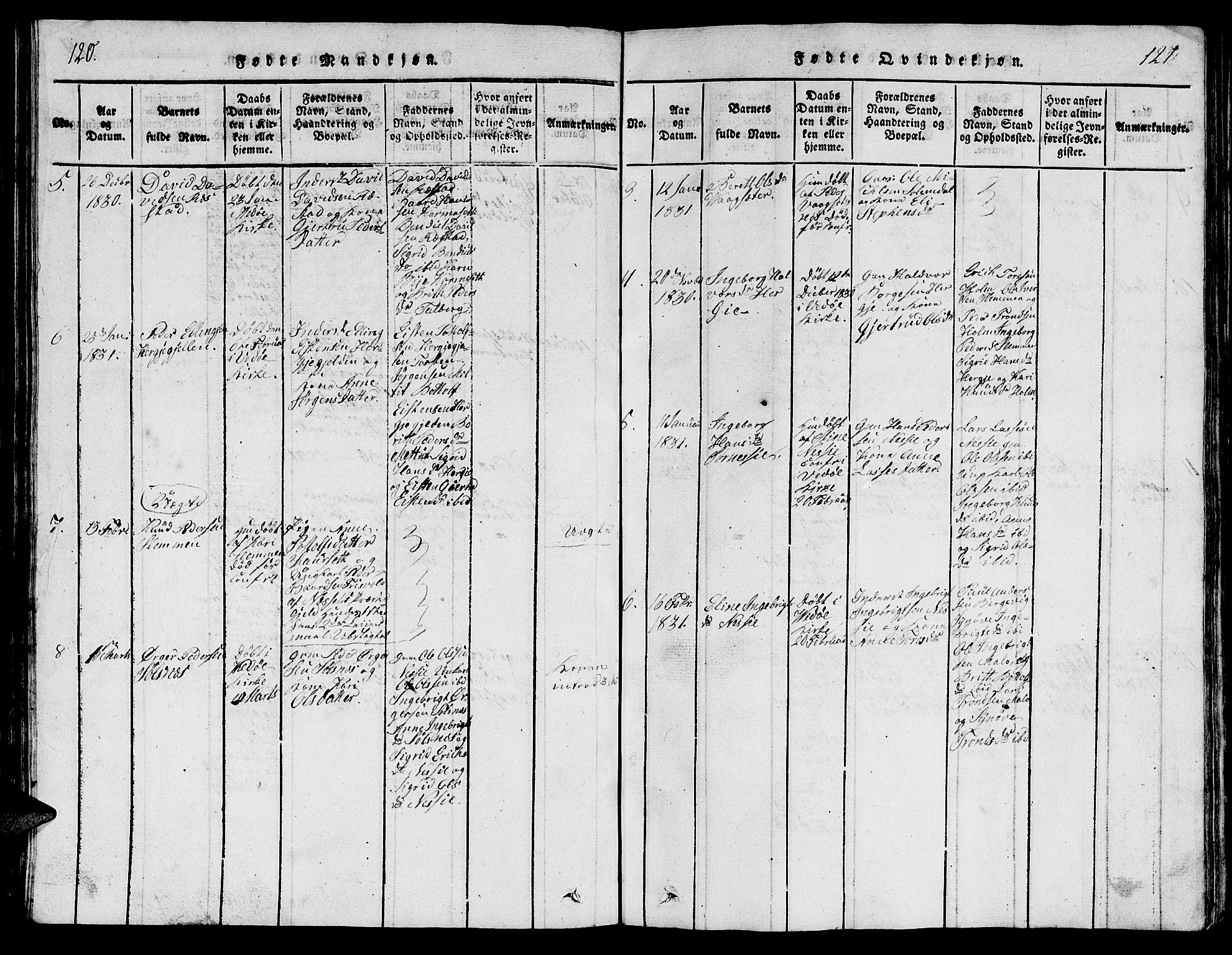 Ministerialprotokoller, klokkerbøker og fødselsregistre - Møre og Romsdal, AV/SAT-A-1454/547/L0610: Parish register (copy) no. 547C01, 1818-1839, p. 120-121