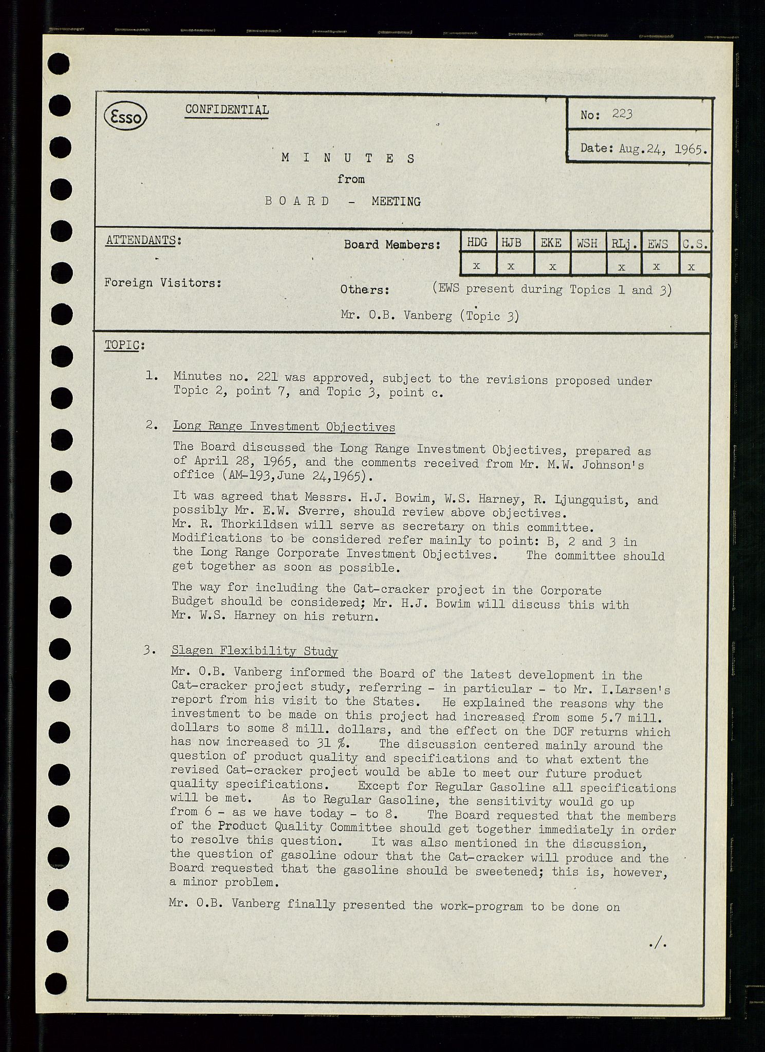 Pa 0982 - Esso Norge A/S, AV/SAST-A-100448/A/Aa/L0002/0001: Den administrerende direksjon Board minutes (styrereferater) / Den administrerende direksjon Board minutes (styrereferater), 1965, p. 65