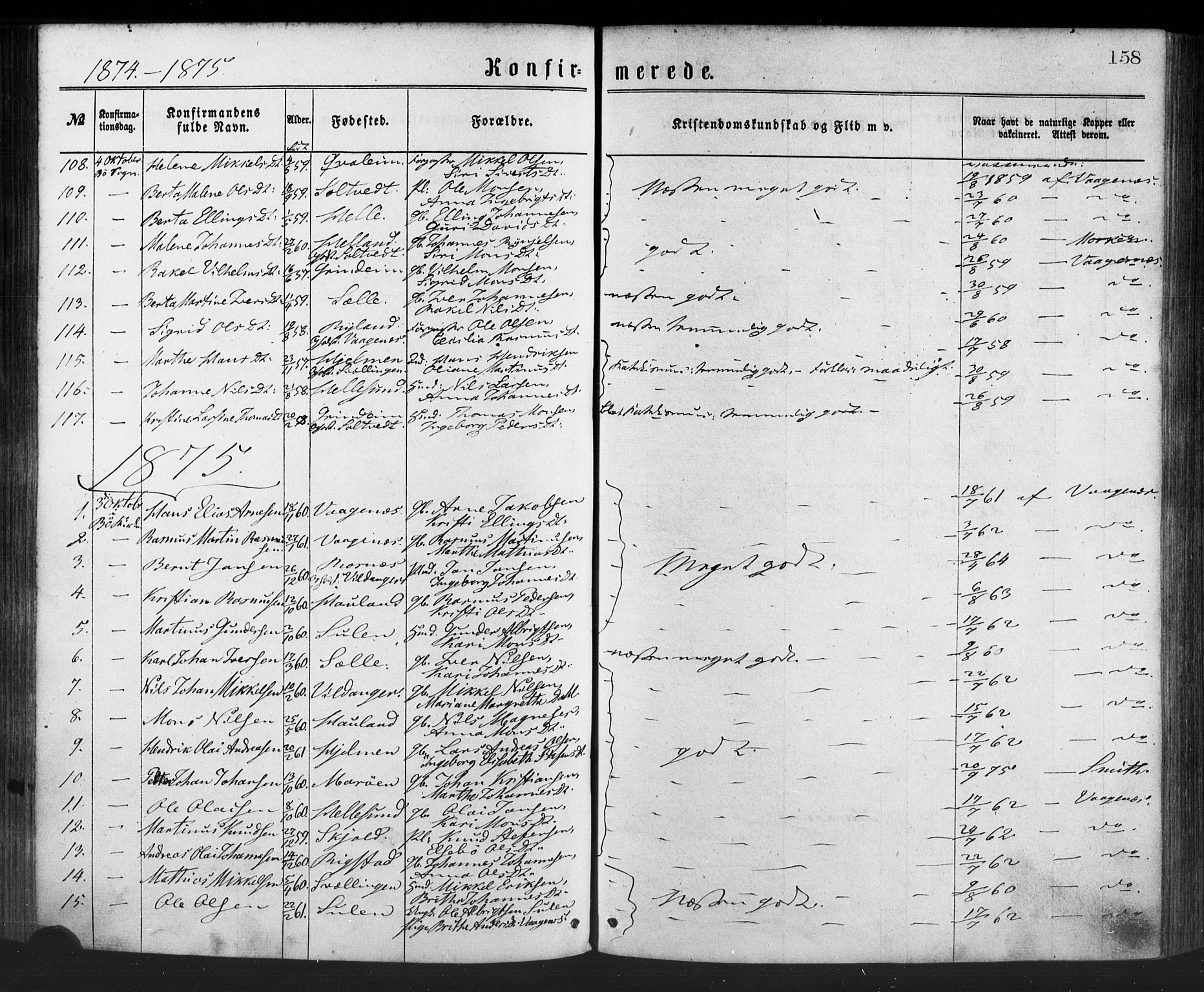 Manger sokneprestembete, SAB/A-76801/H/Haa: Parish register (official) no. A 8, 1871-1880, p. 158