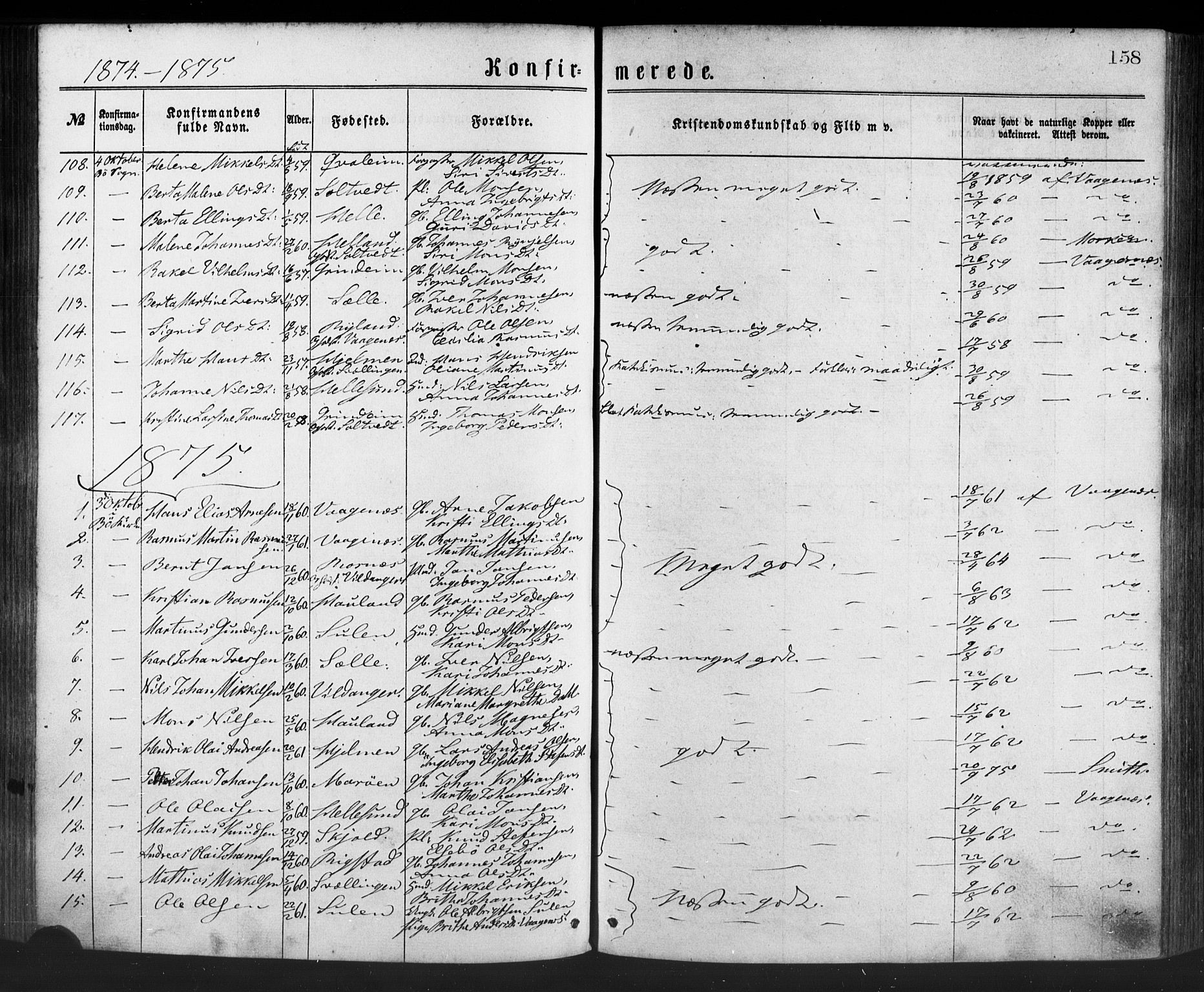 Manger sokneprestembete, AV/SAB-A-76801/H/Haa: Parish register (official) no. A 8, 1871-1880, p. 158