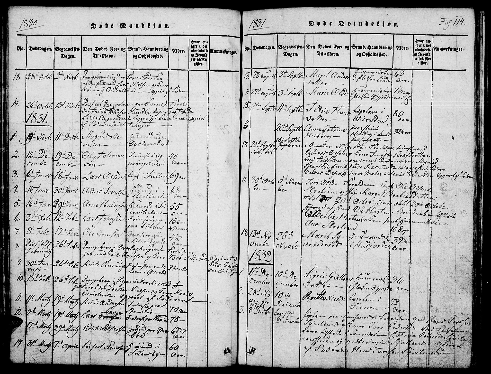 Lom prestekontor, SAH/PREST-070/L/L0001: Parish register (copy) no. 1, 1815-1836, p. 114