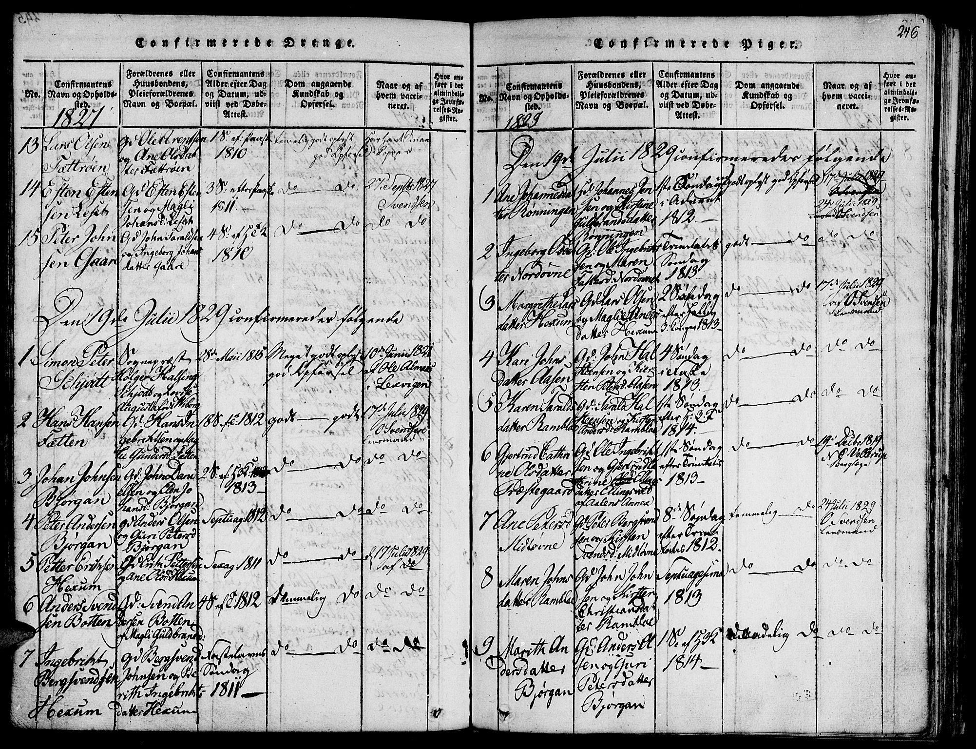 Ministerialprotokoller, klokkerbøker og fødselsregistre - Sør-Trøndelag, AV/SAT-A-1456/685/L0954: Parish register (official) no. 685A03 /1, 1817-1829, p. 246