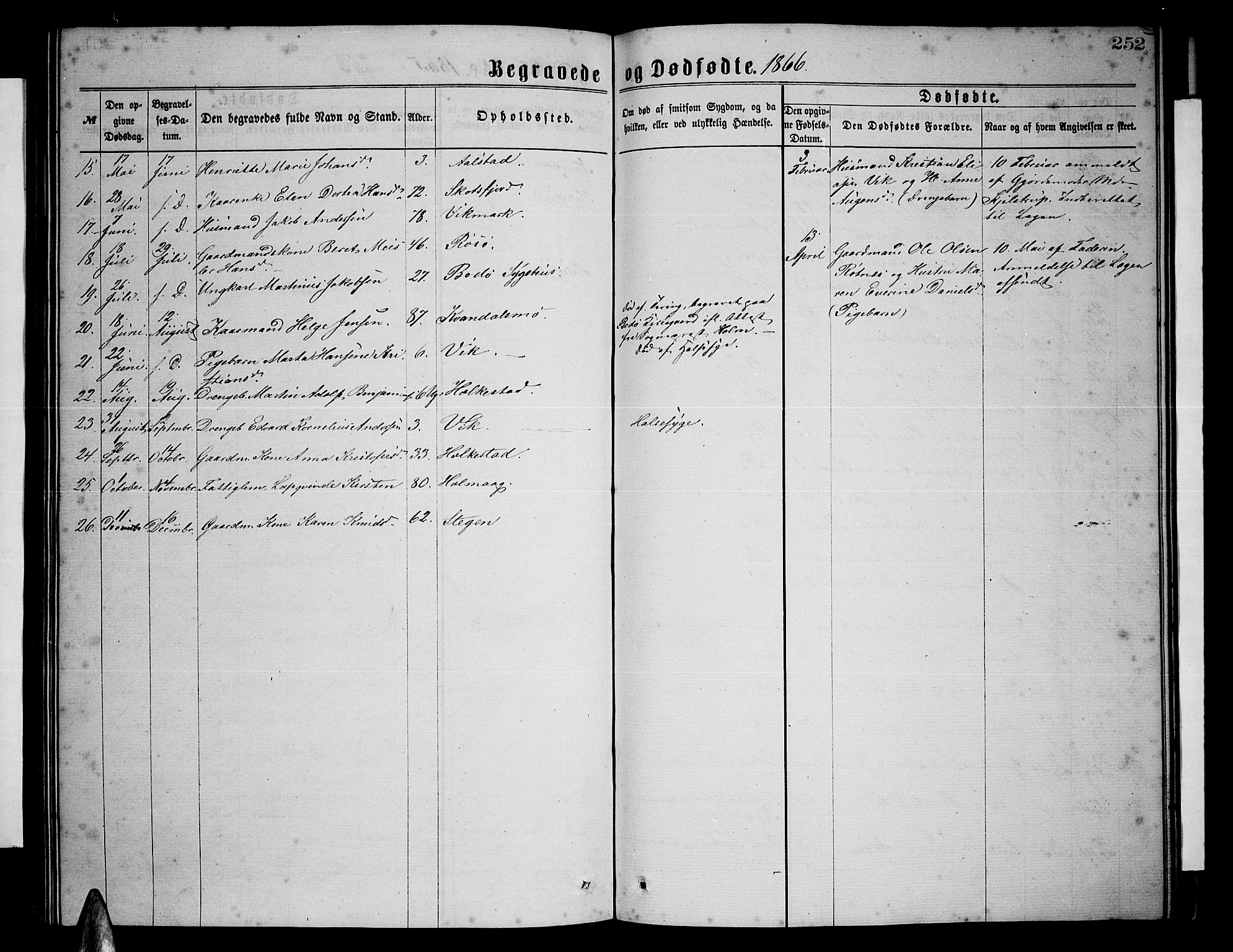 Ministerialprotokoller, klokkerbøker og fødselsregistre - Nordland, AV/SAT-A-1459/855/L0815: Parish register (copy) no. 855C04, 1865-1878, p. 252