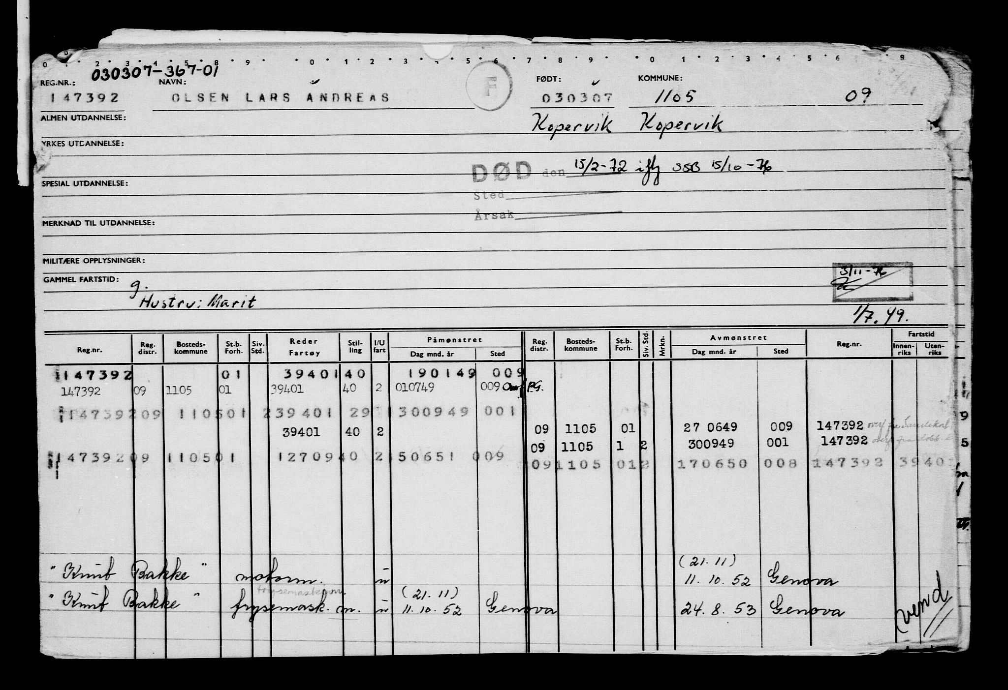 Direktoratet for sjømenn, AV/RA-S-3545/G/Gb/L0070: Hovedkort, 1907, p. 43