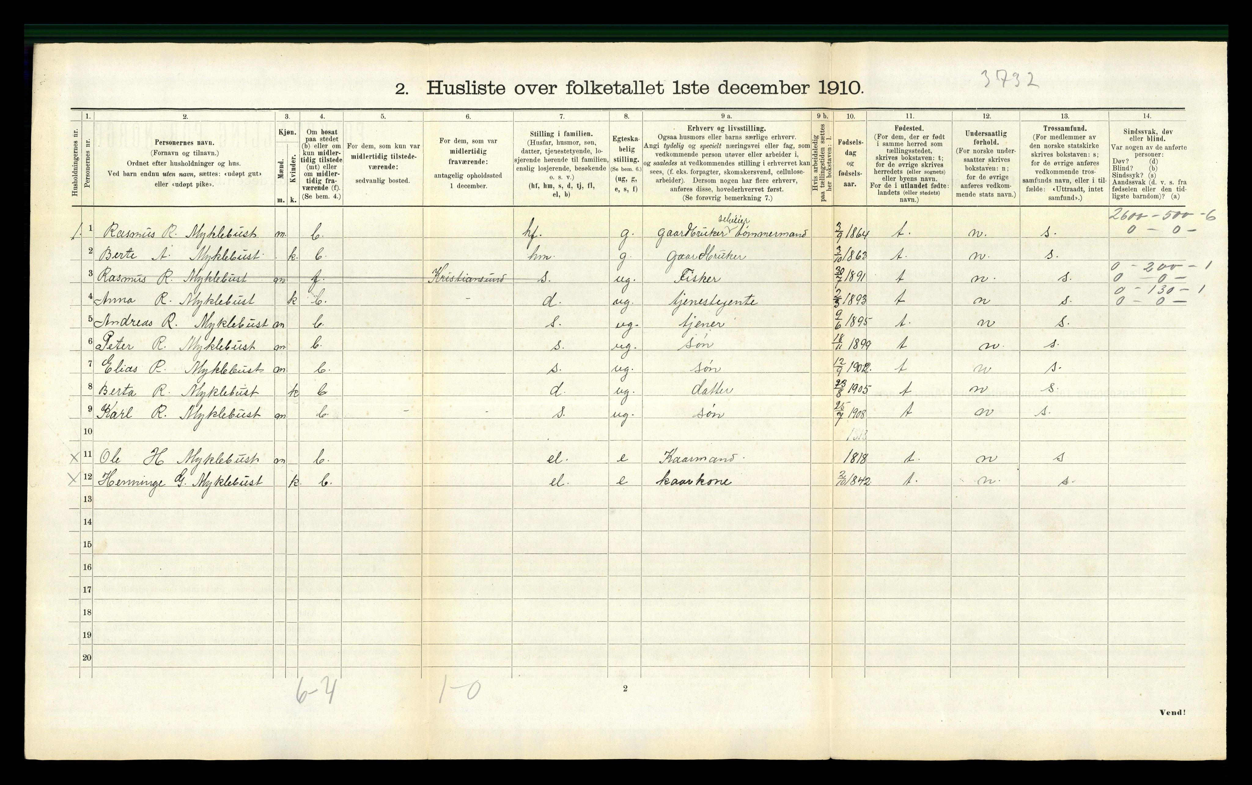 RA, 1910 census for Borgund, 1910, p. 1722