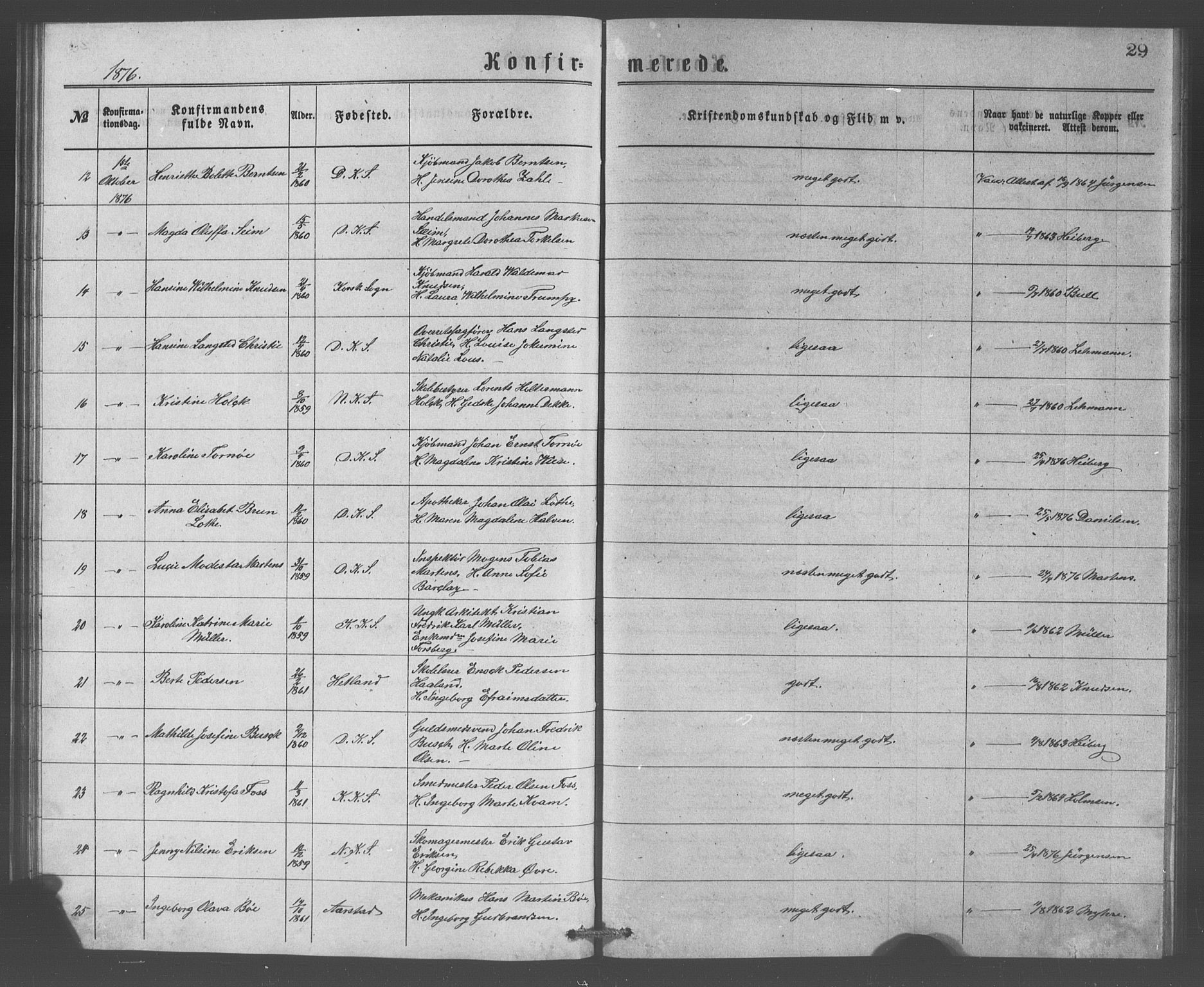 Domkirken sokneprestembete, AV/SAB-A-74801/H/Haa/L0065: Curate's parish register no. A 3, 1874-1880, p. 29