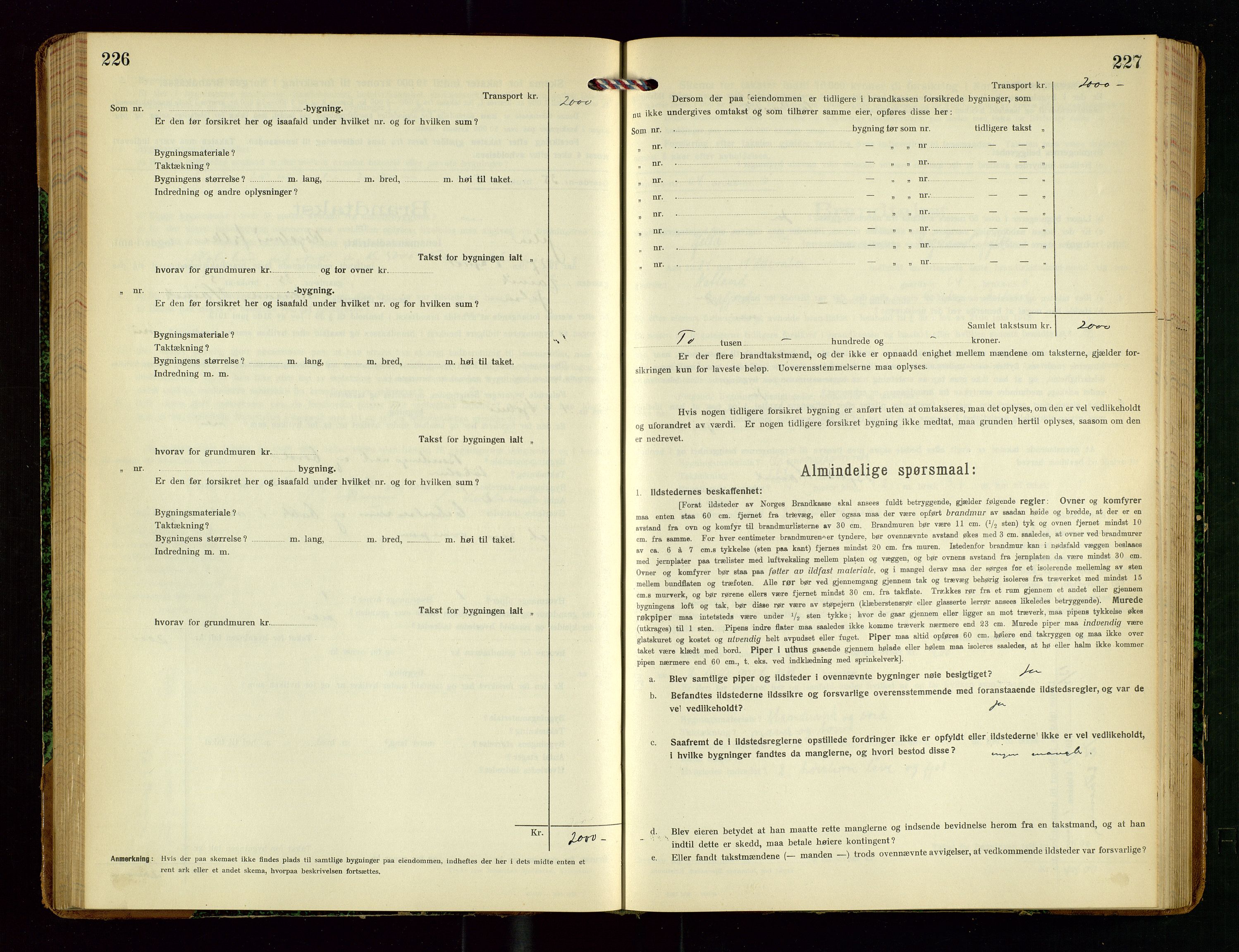 Jelsa lensmannskontor, SAST/A-100360/Gob/L0002: "Brandtakstprotokol", 1918-1942, p. 226-227