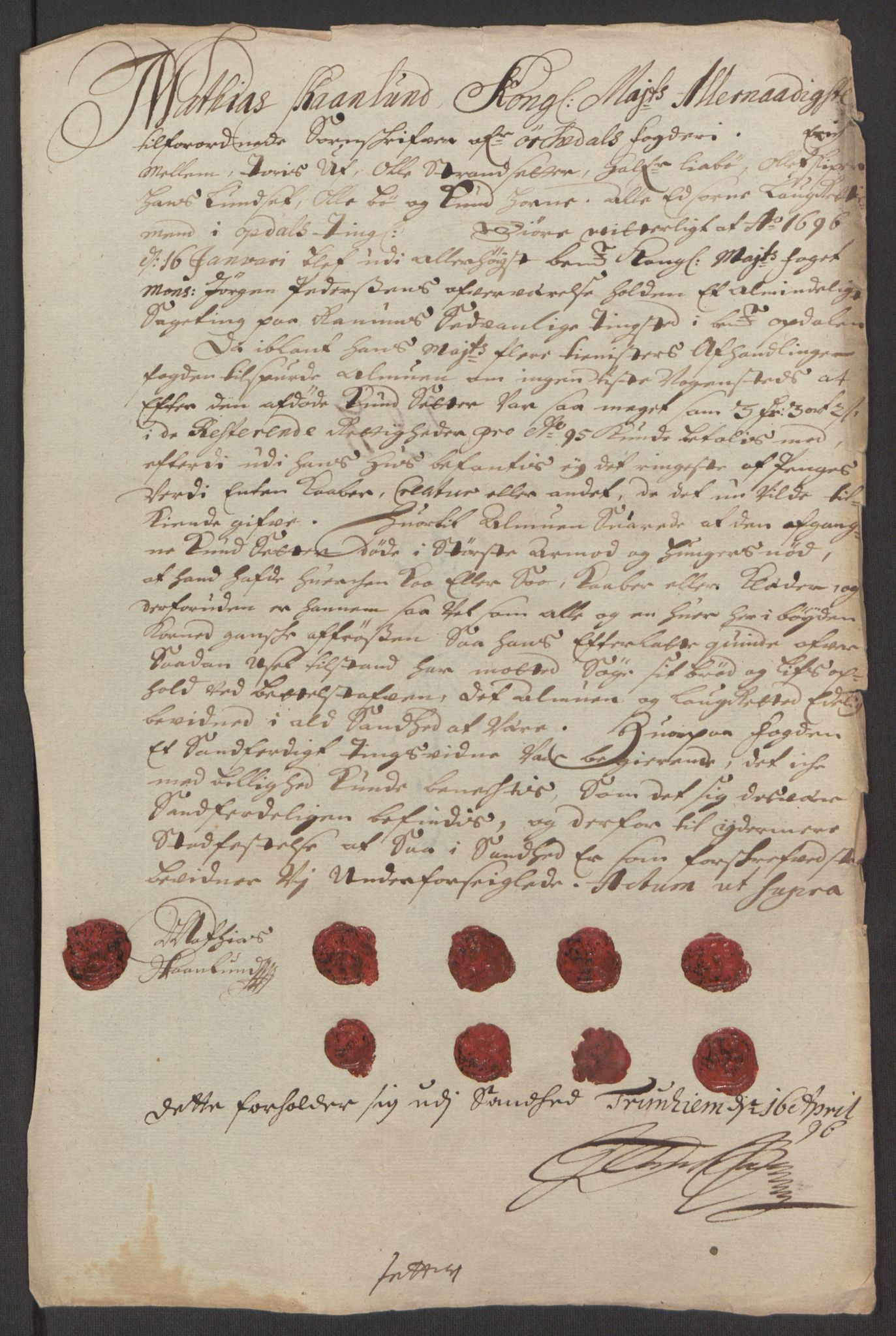 Rentekammeret inntil 1814, Reviderte regnskaper, Fogderegnskap, AV/RA-EA-4092/R60/L3945: Fogderegnskap Orkdal og Gauldal, 1695, p. 238