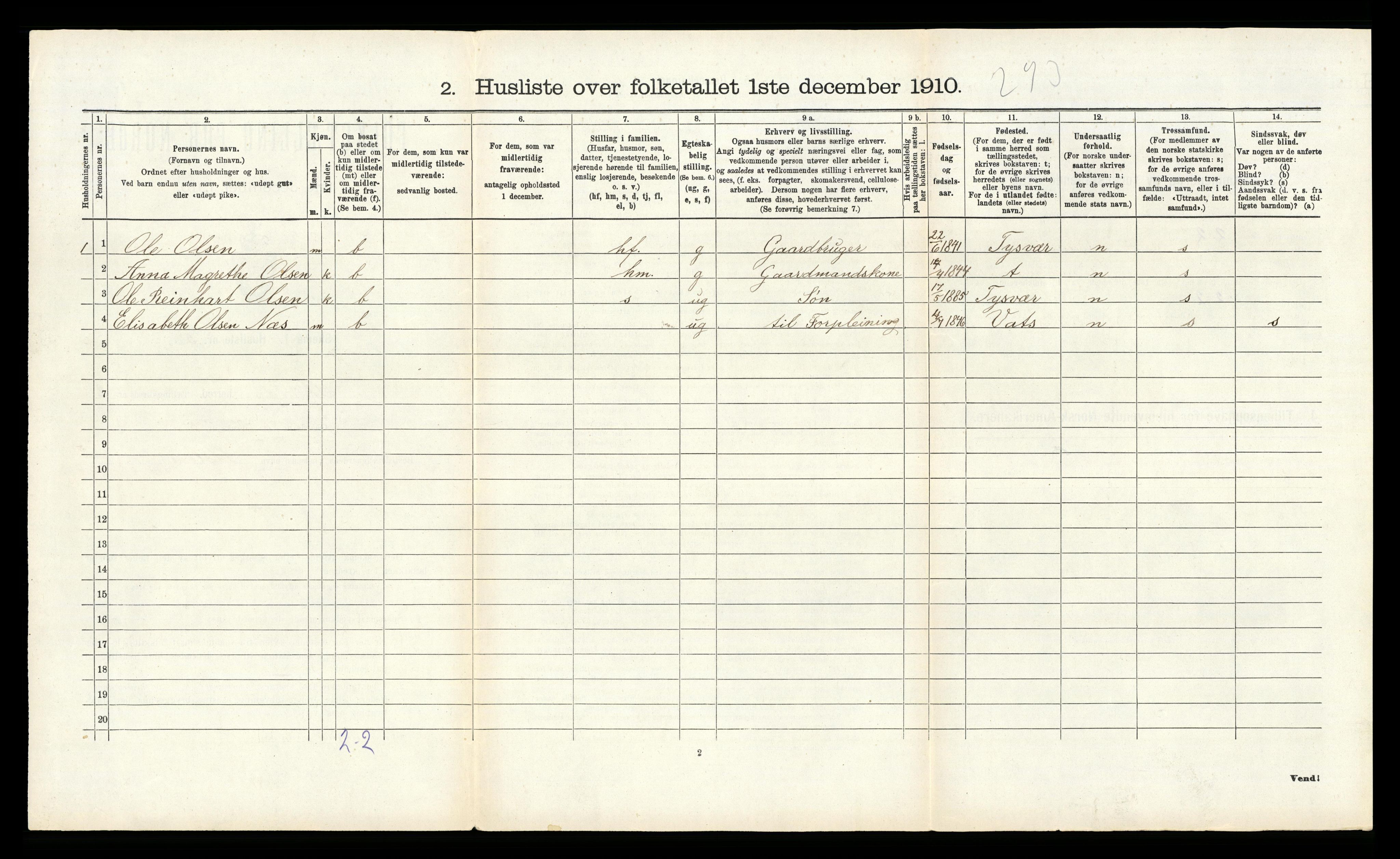 RA, 1910 census for Skjold, 1910, p. 143