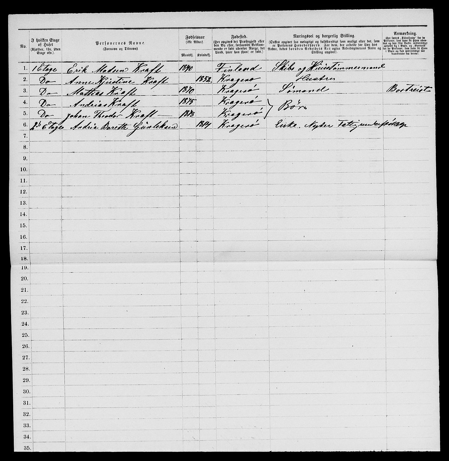 SAKO, 1885 census for 0801 Kragerø, 1885, p. 670