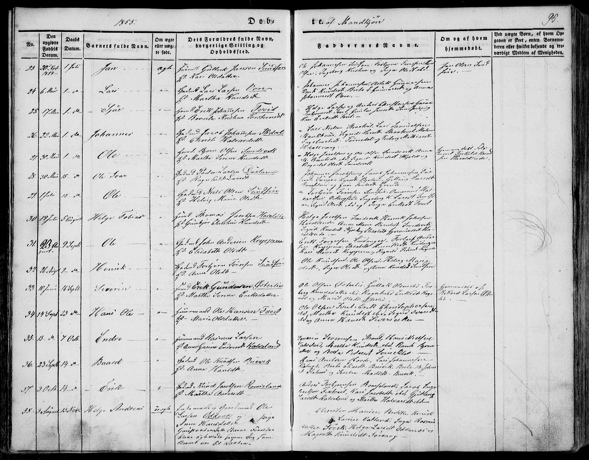 Skjold sokneprestkontor, AV/SAST-A-101847/H/Ha/Haa/L0006: Parish register (official) no. A 6.1, 1835-1858, p. 95