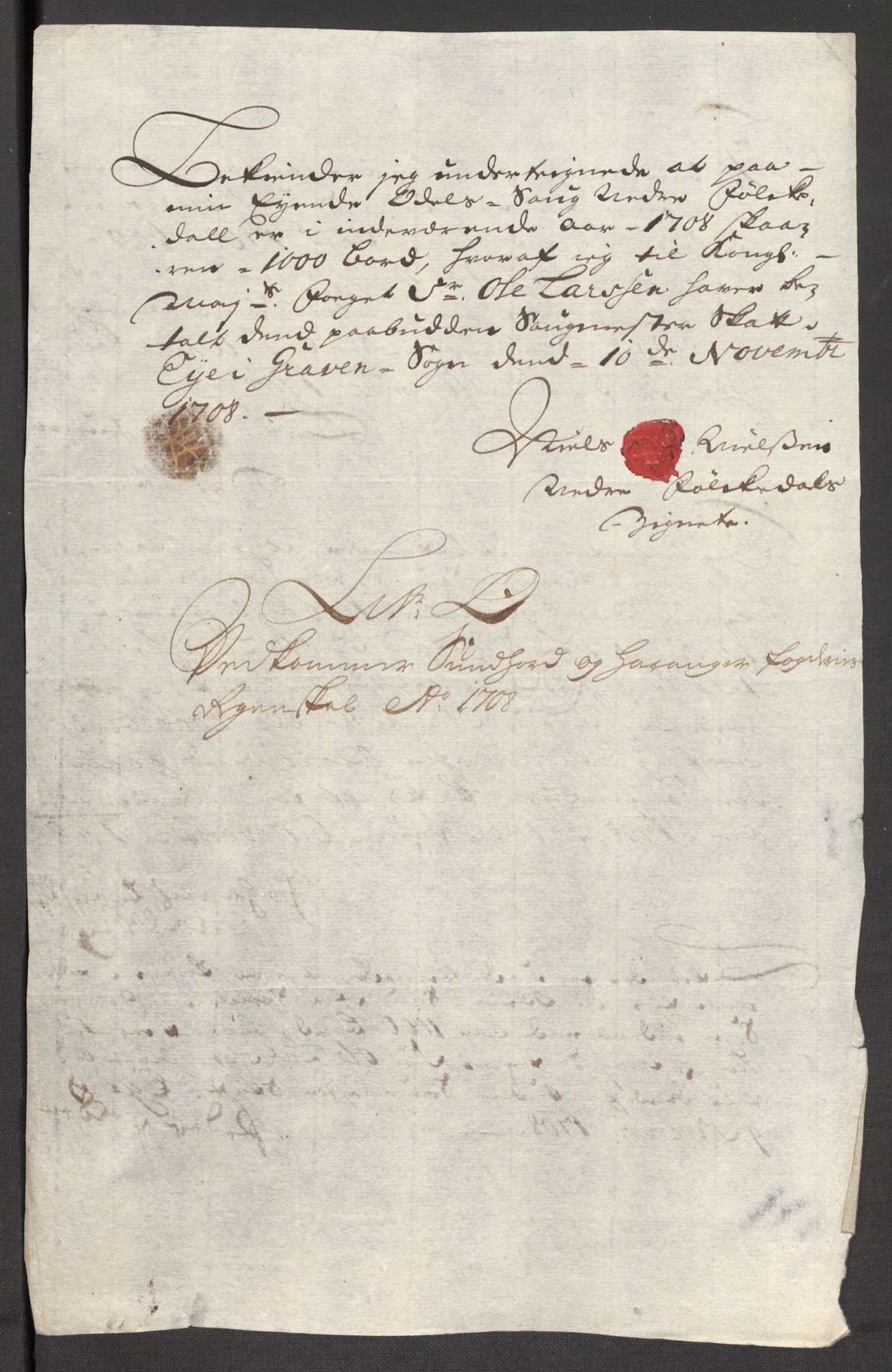 Rentekammeret inntil 1814, Reviderte regnskaper, Fogderegnskap, AV/RA-EA-4092/R48/L2985: Fogderegnskap Sunnhordland og Hardanger, 1708, p. 233