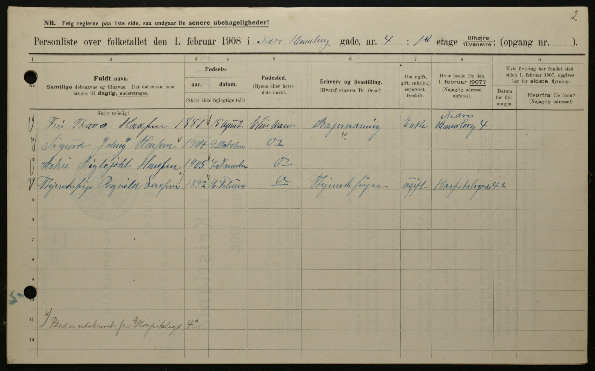 OBA, Municipal Census 1908 for Kristiania, 1908, p. 62035