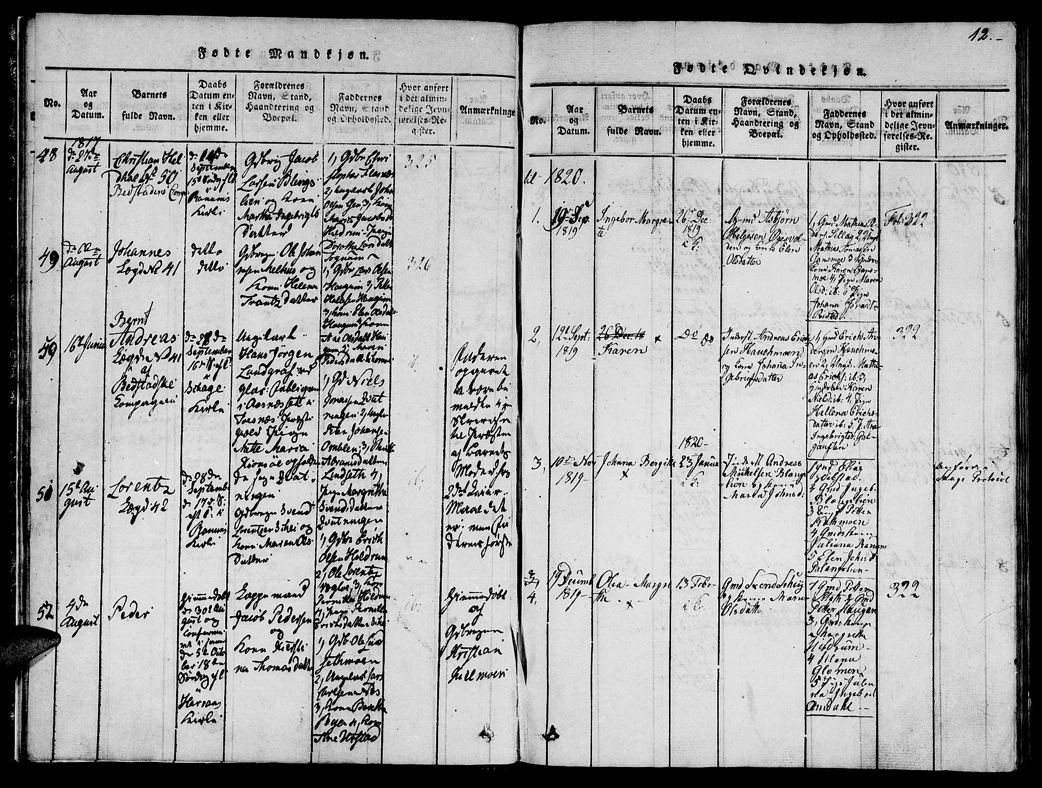 Ministerialprotokoller, klokkerbøker og fødselsregistre - Nord-Trøndelag, SAT/A-1458/764/L0559: Parish register (copy) no. 764C01, 1816-1824, p. 12