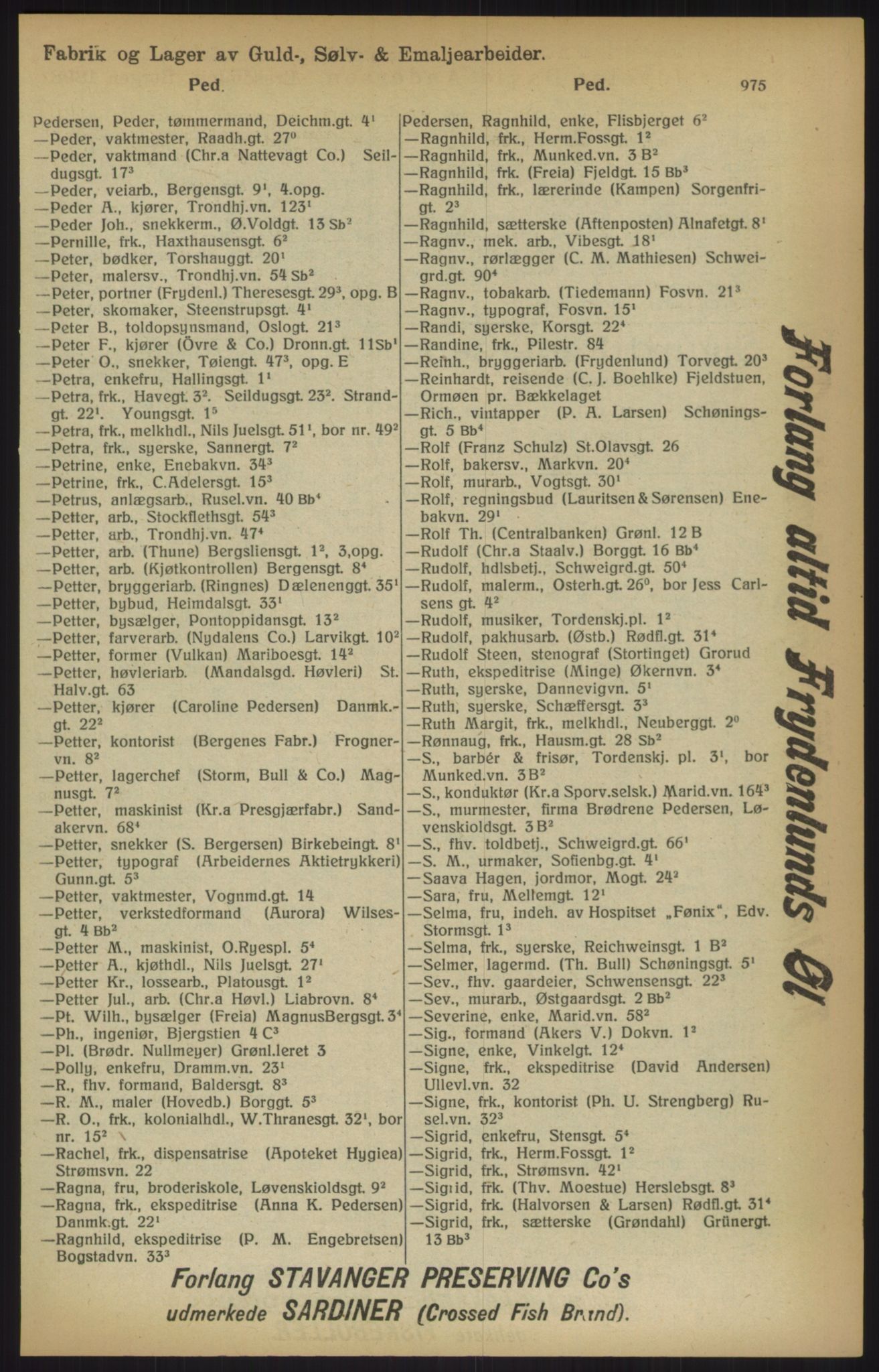Kristiania/Oslo adressebok, PUBL/-, 1915, p. 975