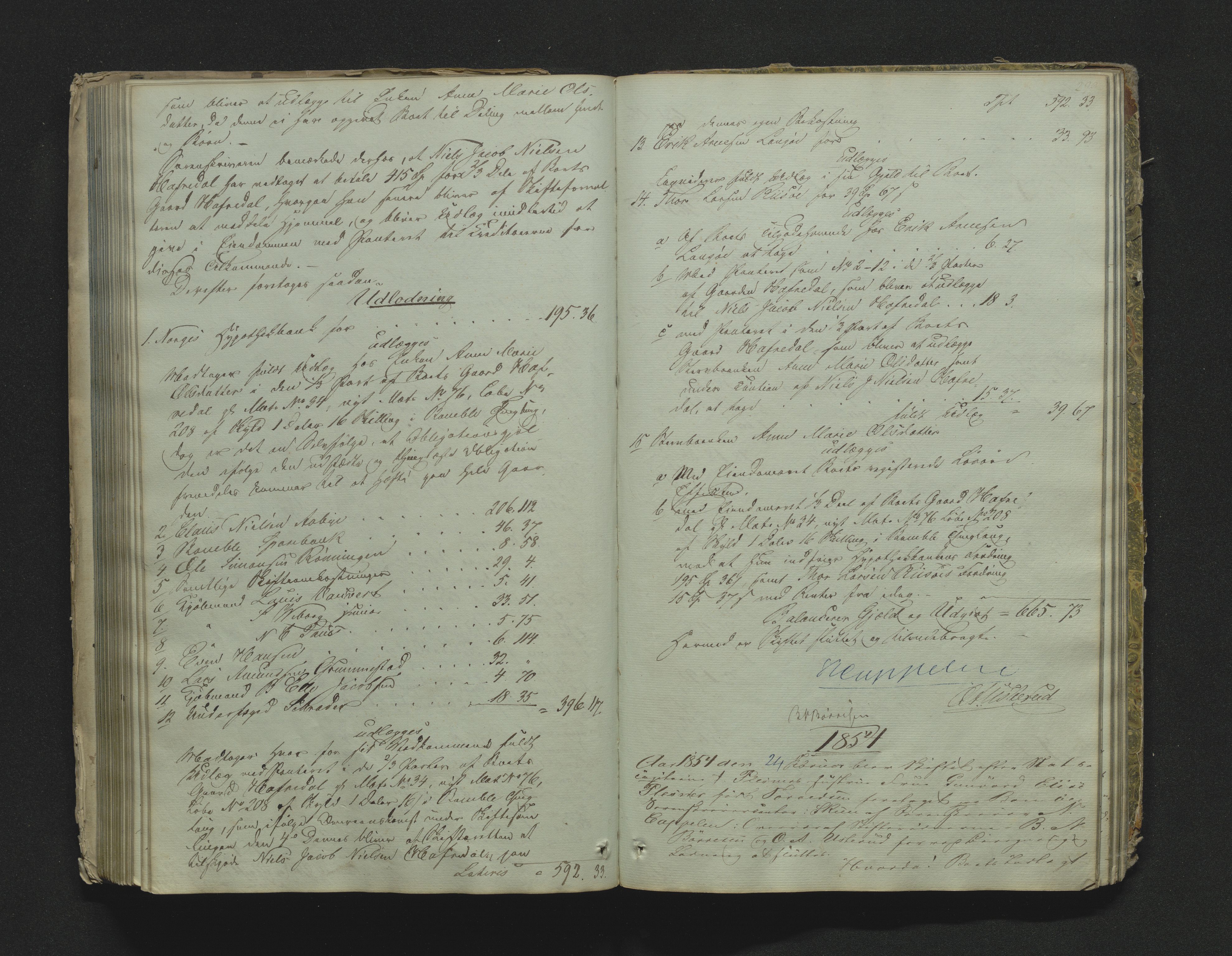 Bamble sorenskriveri, AV/SAKO-A-214/H/Hb/Hbd/L0004: Skifteutlodningsprotokoll, 1850-1854, p. 298-299