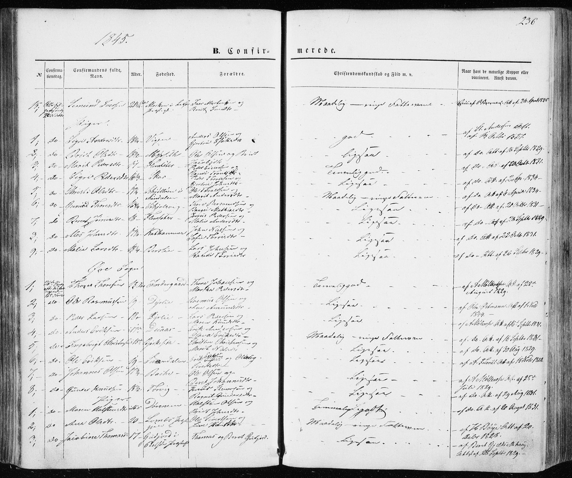 Ministerialprotokoller, klokkerbøker og fødselsregistre - Møre og Romsdal, AV/SAT-A-1454/586/L0984: Parish register (official) no. 586A10, 1844-1856, p. 236