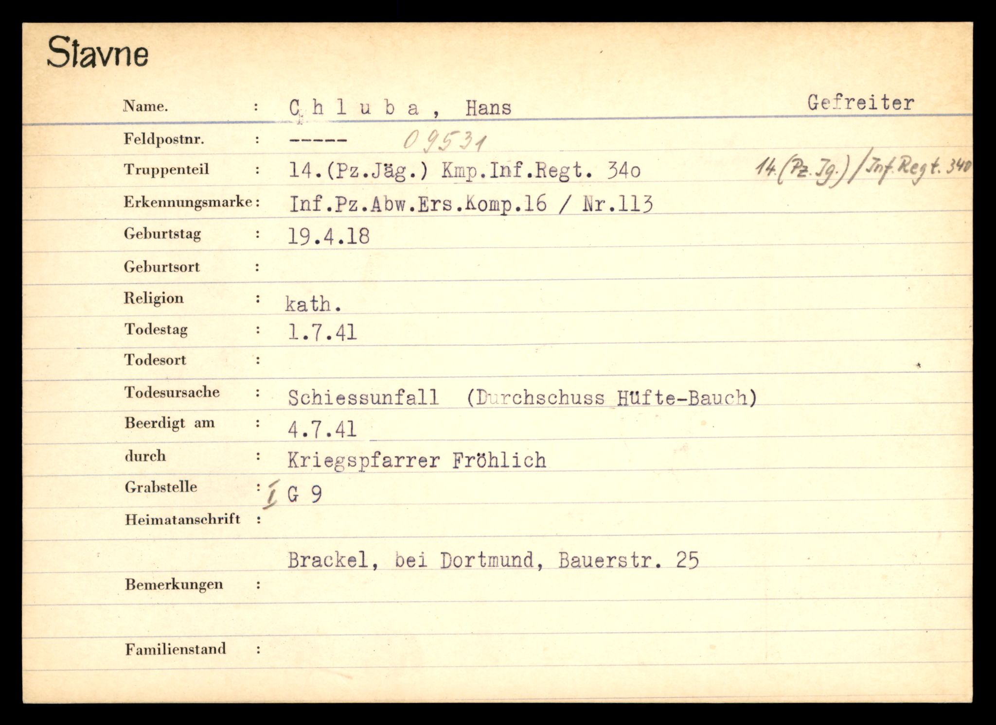 Distriktskontoret for krigsgraver, AV/SAT-A-5030/E/L0003: Kasett/kartotek over tysk Krigskirkegård Stavne, 1945, p. 187