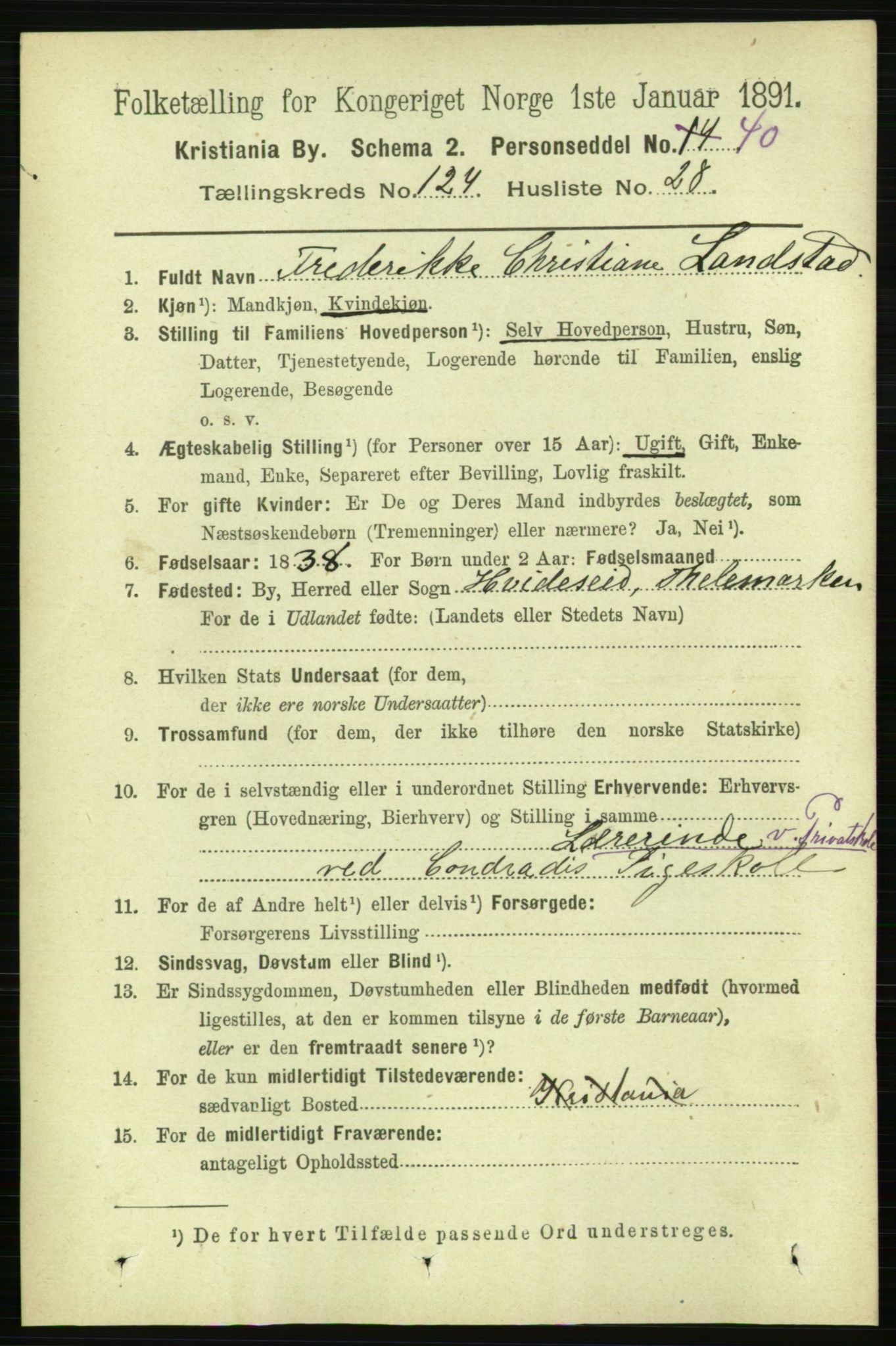 RA, 1891 census for 0301 Kristiania, 1891, p. 66073