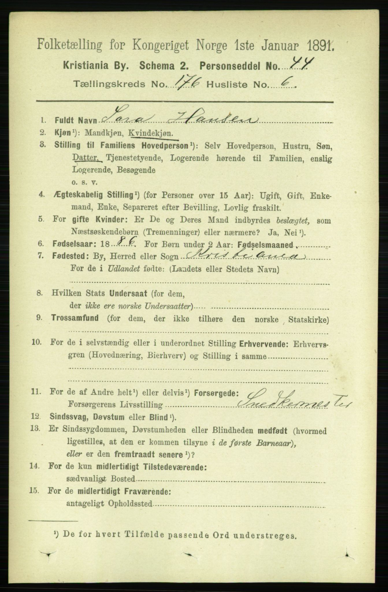 RA, 1891 census for 0301 Kristiania, 1891, p. 105699