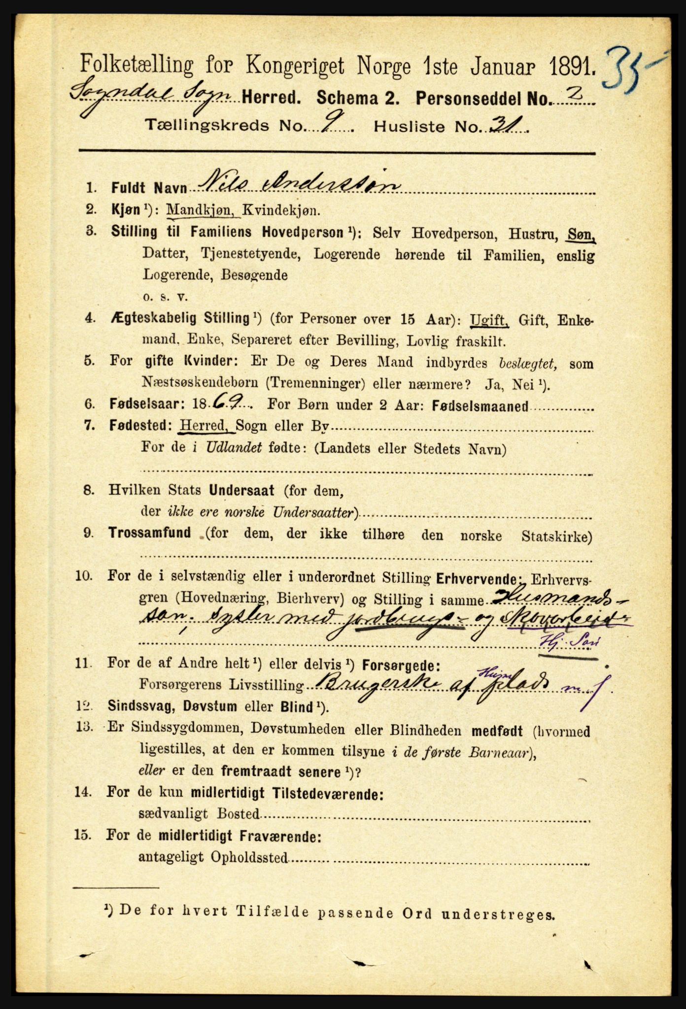 RA, 1891 census for 1420 Sogndal, 1891, p. 3887