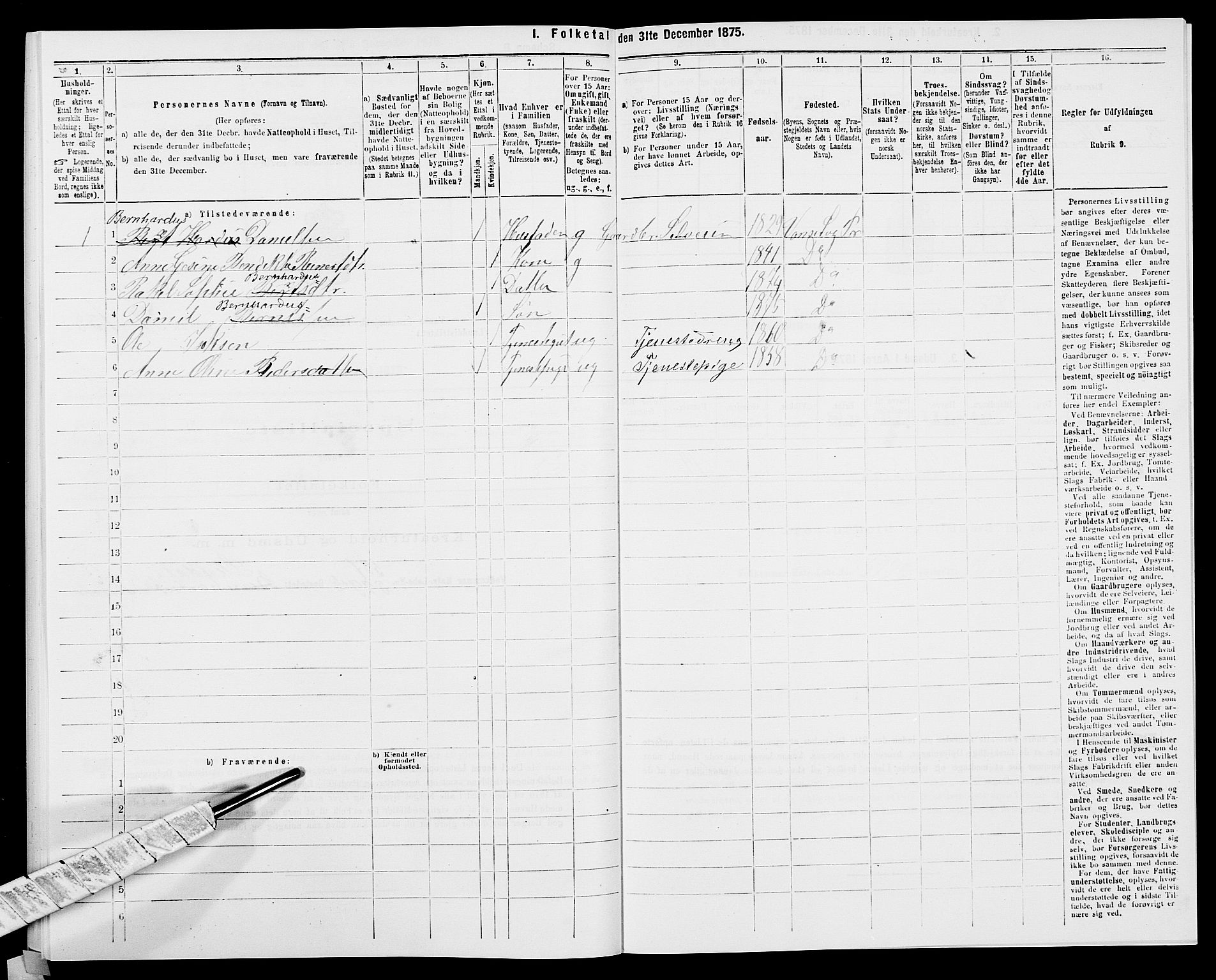 SAK, 1875 census for 1041L Vanse/Vanse og Farsund, 1875, p. 1760